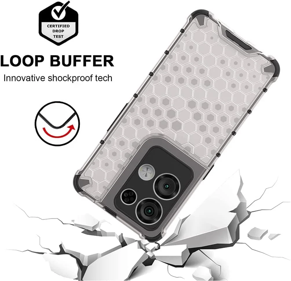 DL3 Mobilak Honeycomb Protective Case for OPPO Reno8 5G / OPPO Reno 8 5G, Shock-absorbing protection, Transparent design, Slim, lightweight profile - Clear