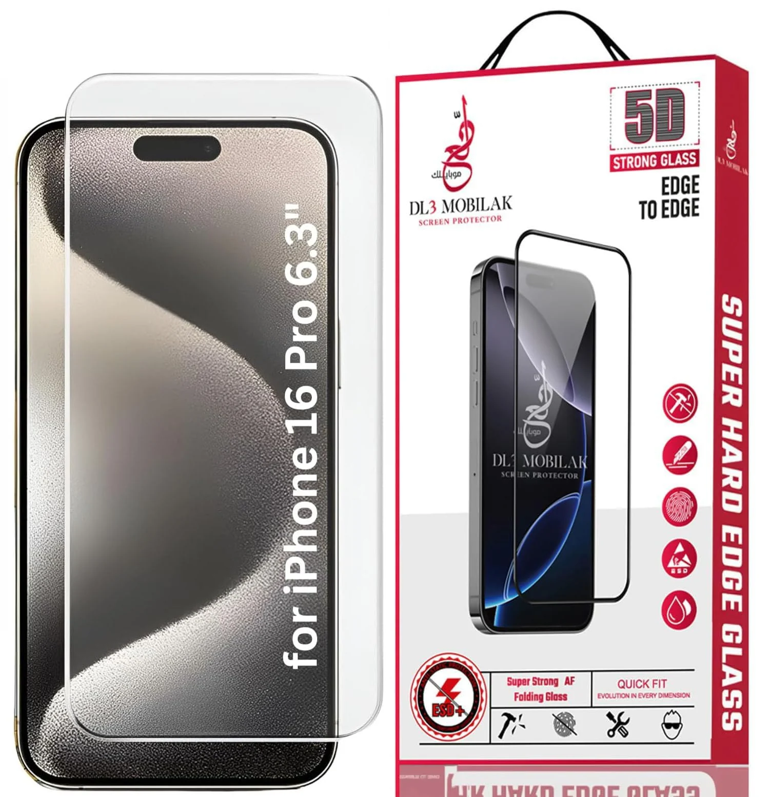 DL3 Mobilak for iPhone 16 Pro 6.3-Inch Tempered Glass Screen Protector, 9H Hardness Anti-Scratch Tempered Glass flim, Case Friendly, Anti-Scratch For - Clear