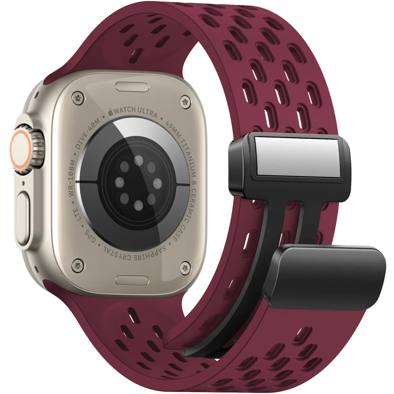 DL3 Mobilak Magnetic Bands for Apple Watch Band 49mm 46mm 45mm 44mm 42mm, Soft Silicone Magnetic Buckle Breathable Sport Watch Strap for iWatch Ultra2 Ultra SE SE2 Series 10 9 8 7 6 5 4 3 2 1 - Wine Red