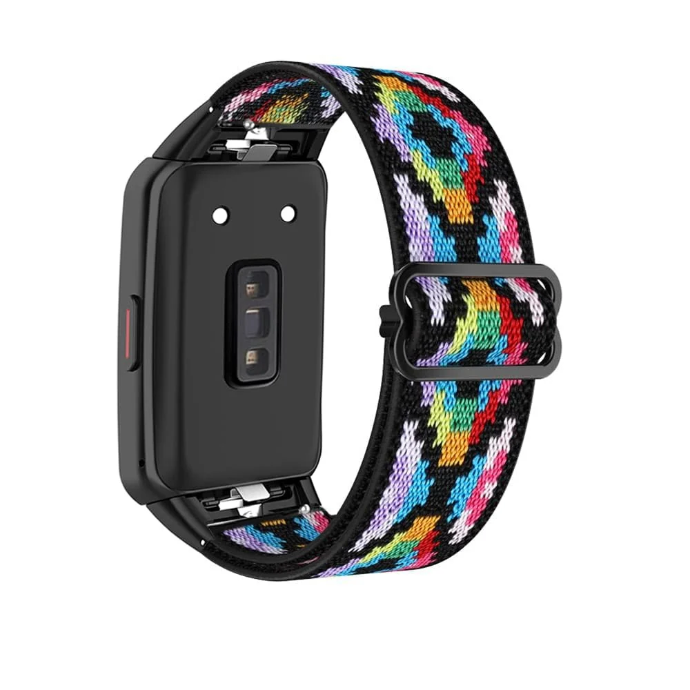 DL3 Mobilak Elastic Straps Compatible with Honor Band 6/Huawei Band 6 Pro/Huawei Band 6 Men Women, Adjustable Stretchy Bracelets Sport Nylon Replacement Bracelet - Black