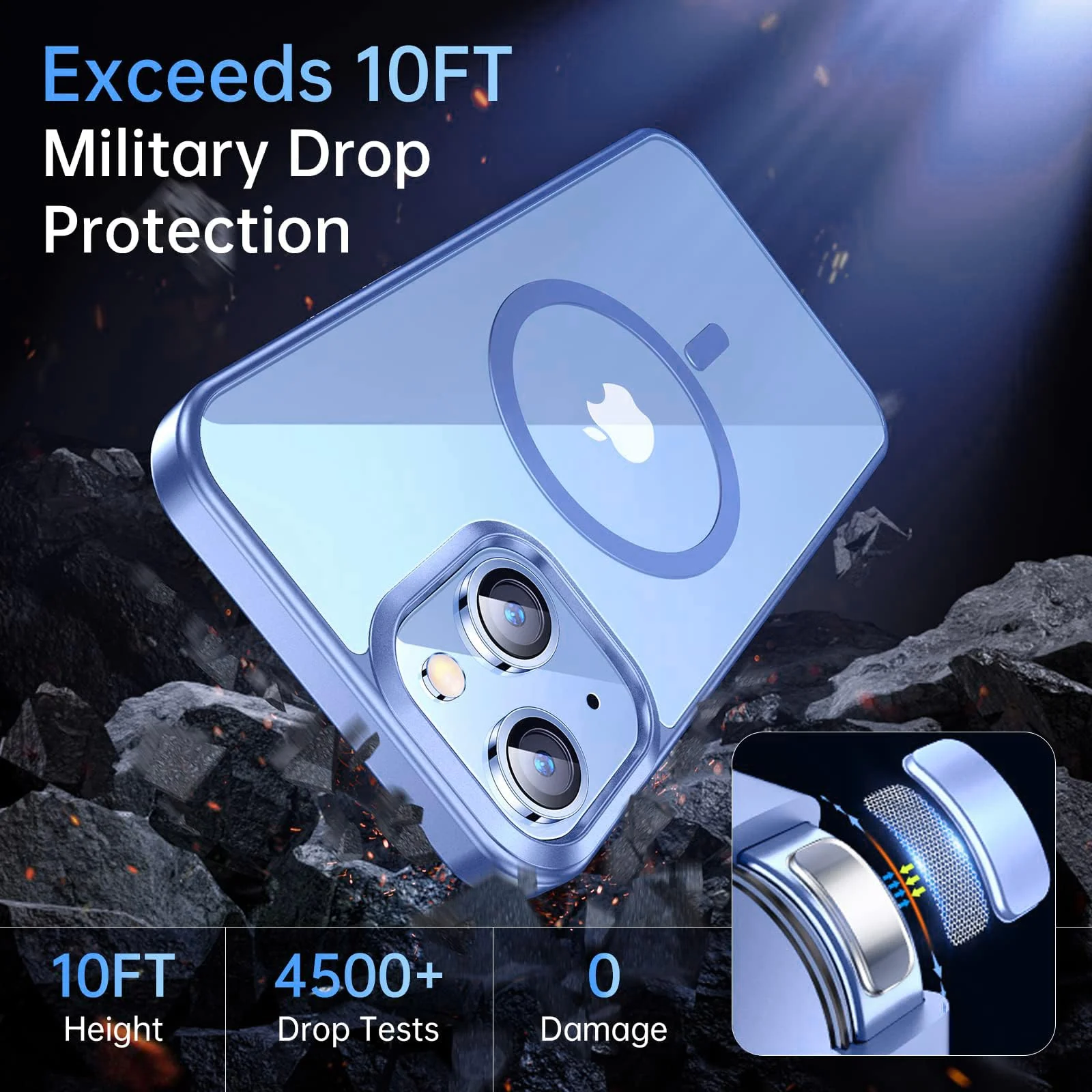 DL3 Mobilak Clear TPU Case for iPhone 15 + Plus / iPhone 14 Plus 6.7-Inch, Compatible with MagSafe accessories, Shock-absorbing protection, Anti-fingerprint finish - Sierra Blue