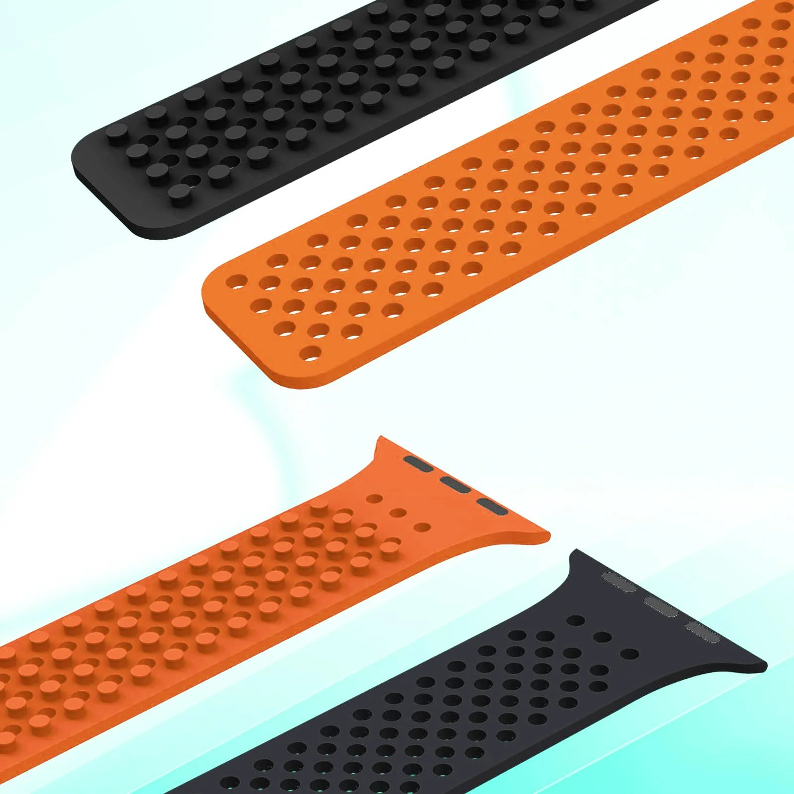 DL3 Mobilak Soft Silicone Band For Apple Watch Ultra Bands 49mm 45mm 44mm 42mm, Sport Replacement Wristband No Clasps for iWatch Series 8 ultra 7 6 5 4 SE 3 2 Women Men, Waterproof Strap - Orange Black