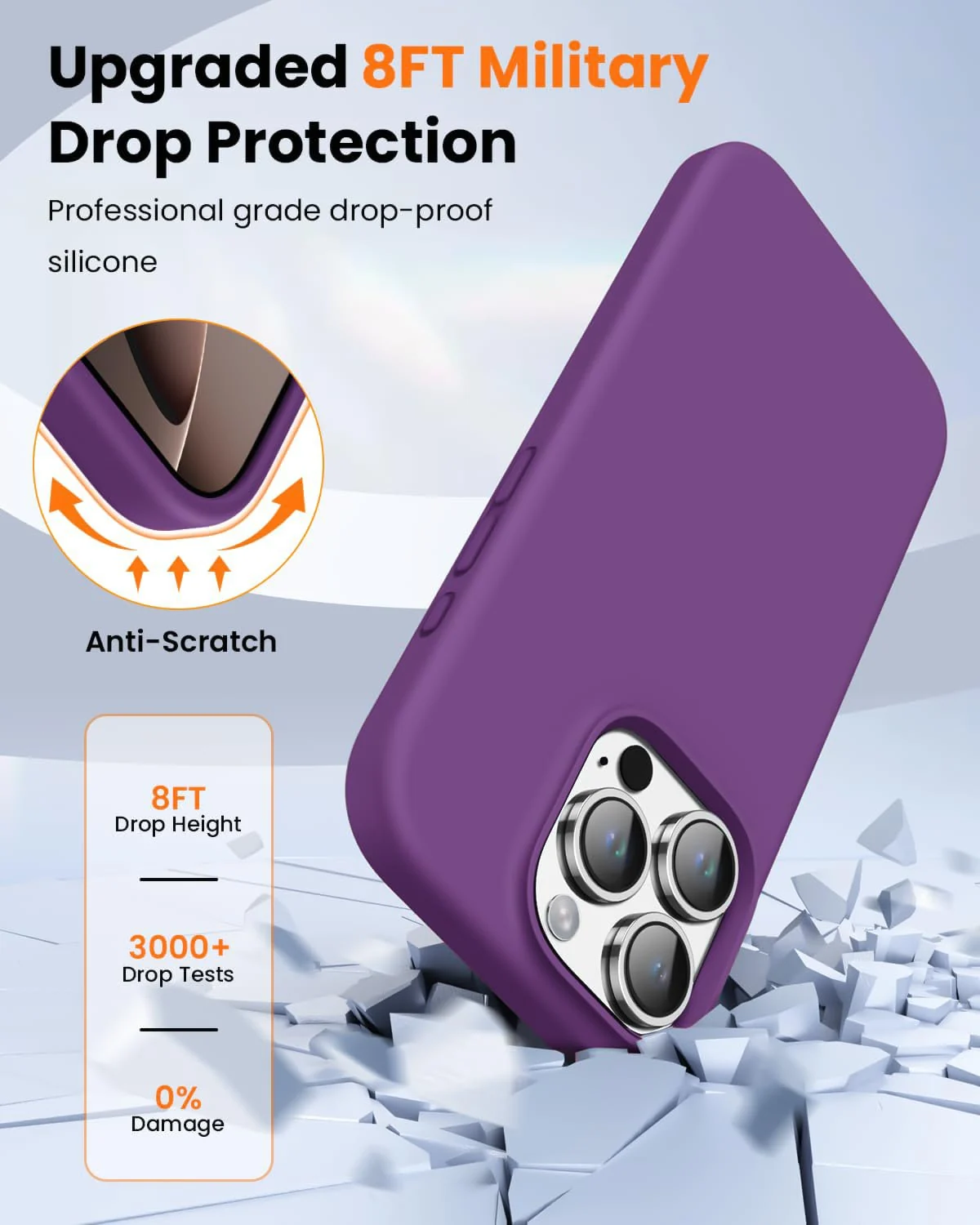 DL3 Mobilak Liquid Silicone Protective Case with Soft Microfiber Lining for iPhone 16 Pro - Violet