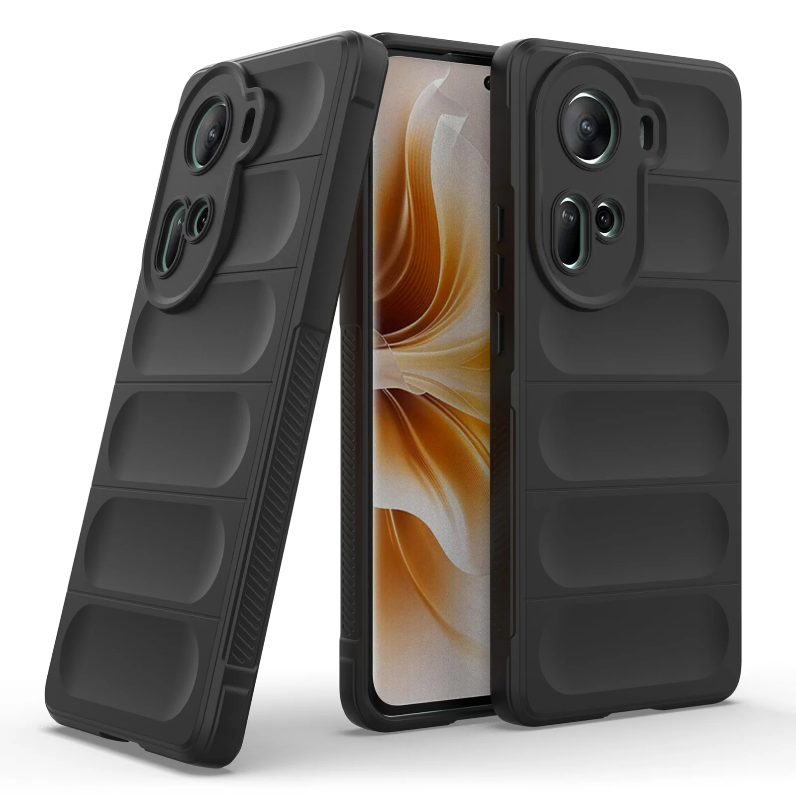 DL3 Mobilak Rugged Protective Case for OPPO Reno 11 5G, Camera protection, Shock-absorbing protection, Non-slip grip - Black