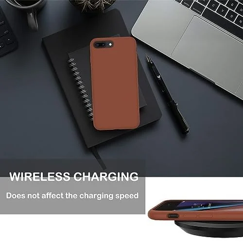 DL3 Mobilak Compatible with iPhone 6 Plus / 6S Plus Case, Liquid Silicone Case, Full Body Protective Cover, Shockproof, Slim Phone Case, Anti-Scratch Soft Microfiber Lining - Brown