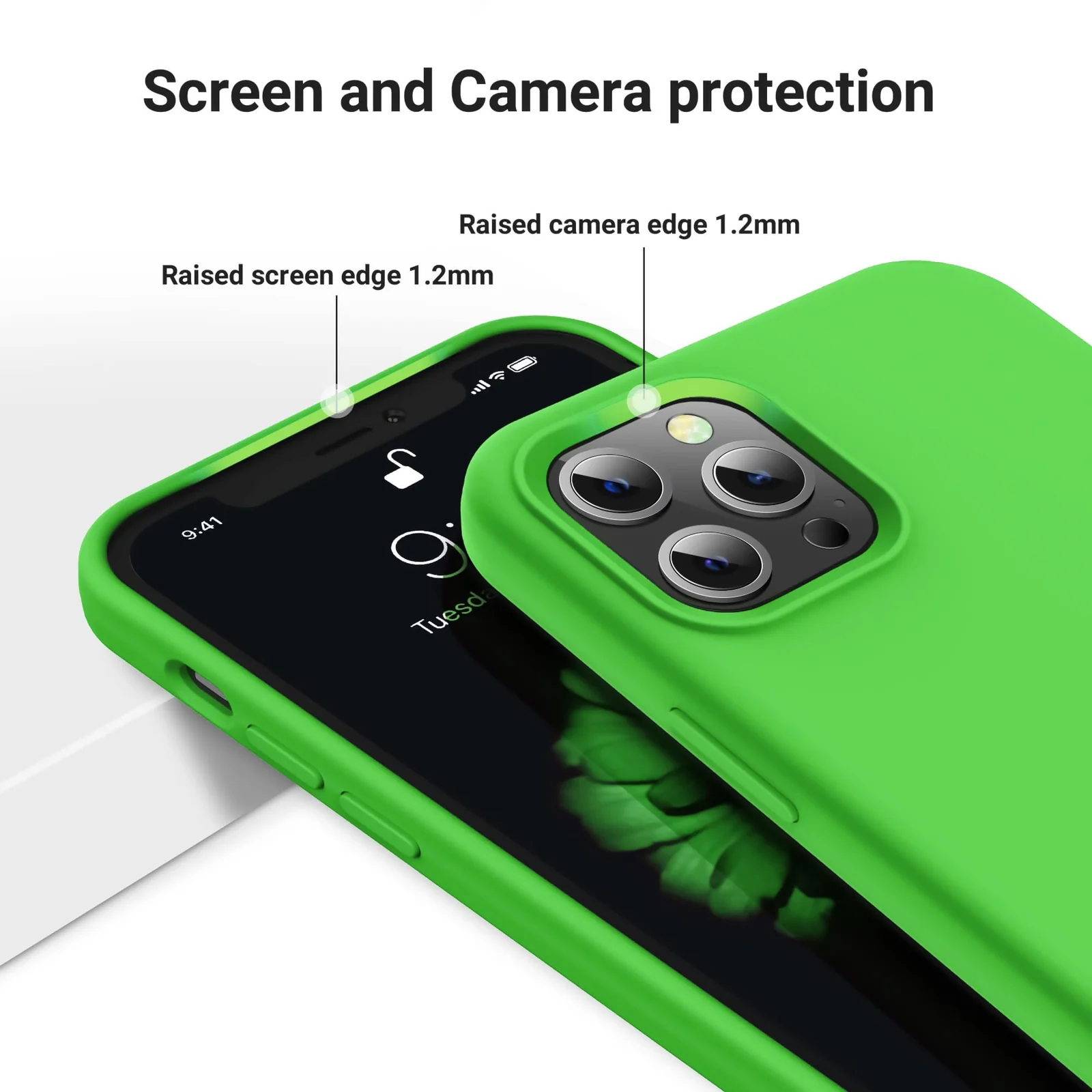 DL3 Mobilak Compatible with iPhone 11 Pro Max (6.5 Inch) Case, Liquid Silicone Case, Full Body Protective Cover, Shockproof, Slim Phone Case, Anti-Scratch Soft Microfiber Lining - Neon Green