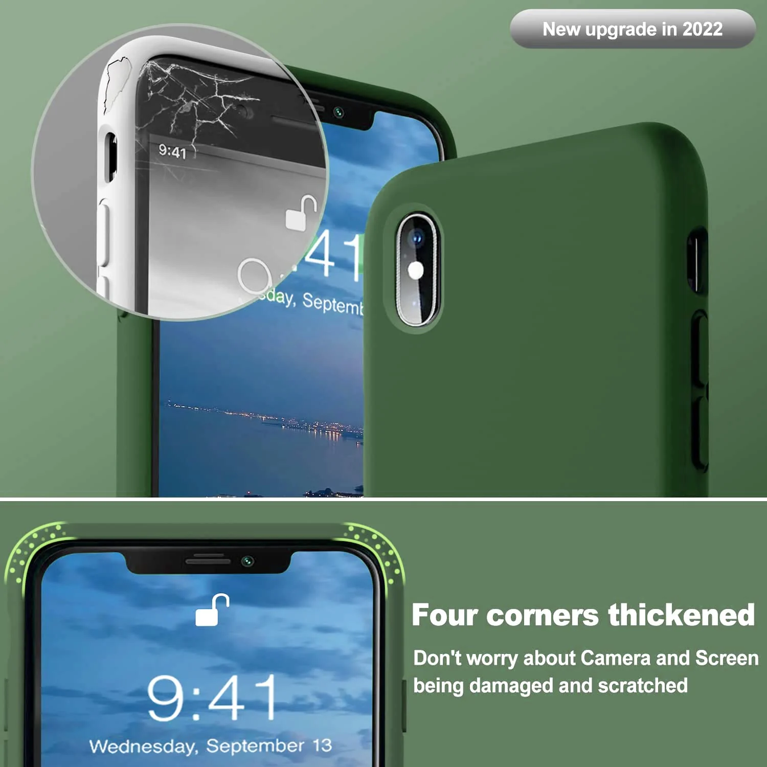 DL3 Mobilak Liquid Silicone Protective Case with Soft Microfiber Lining for iPhone XS Max - Clover