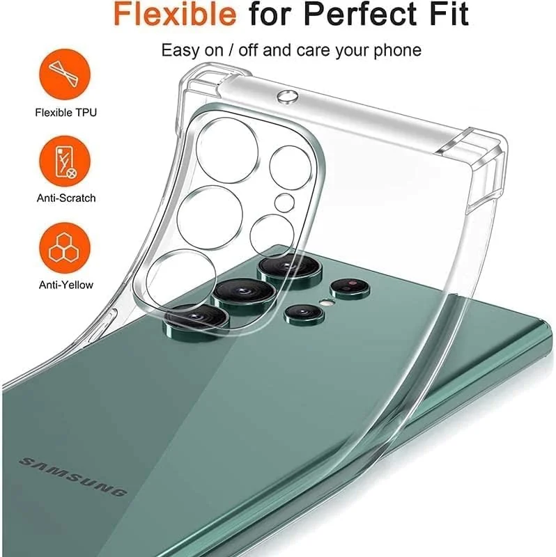 DL3 Mobilak Clear TPU Case for Samsung Galaxy S24 Ultra, Camera protection, Shock-absorbing protection, Non-slip grip - Clear