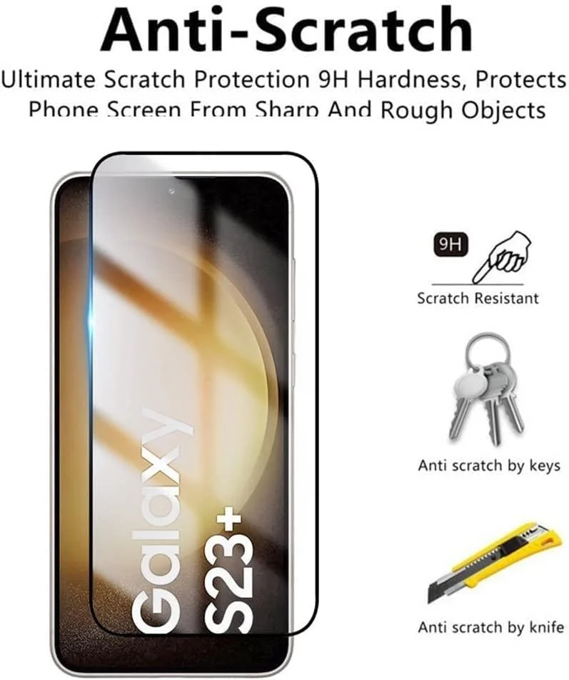 DL3 Mobilak Screen Protector for Samsung Galaxy S23 Plus, Tempered Glass Screen Saver Premium HD Protective, Scratch Resistant, NO-Bubble, 9H Hardness, Full Coverage Film - Clear
