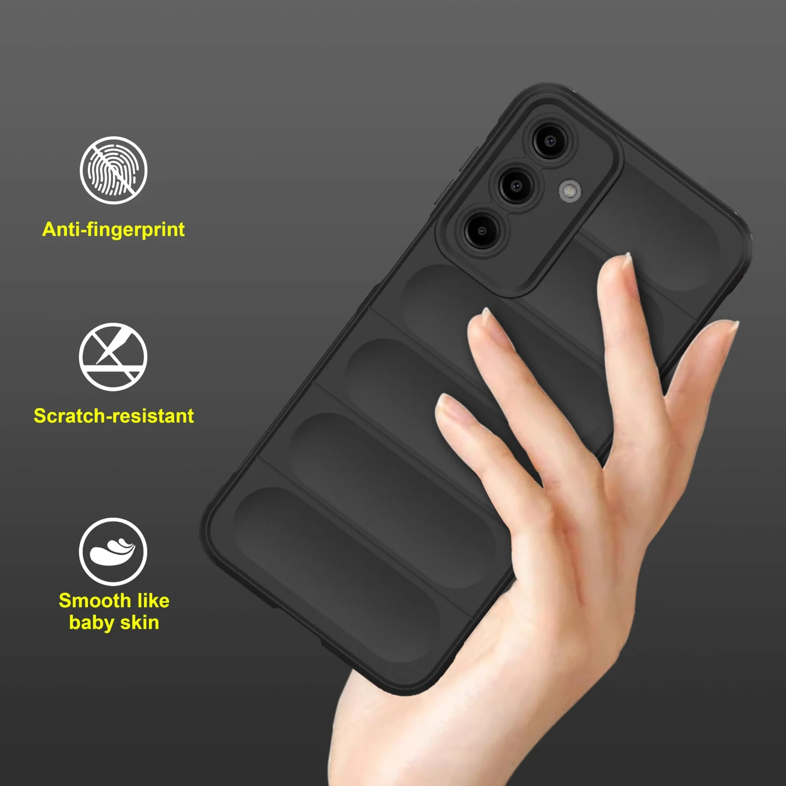 DL3 Mobilak Silicone Case for Samsung Galaxy A05s Heavy Duty Protective [Slim Fit] Shockproof Soft Flexible Protective Design Shock-Absorption TPU Cover With Camera Protection - Black