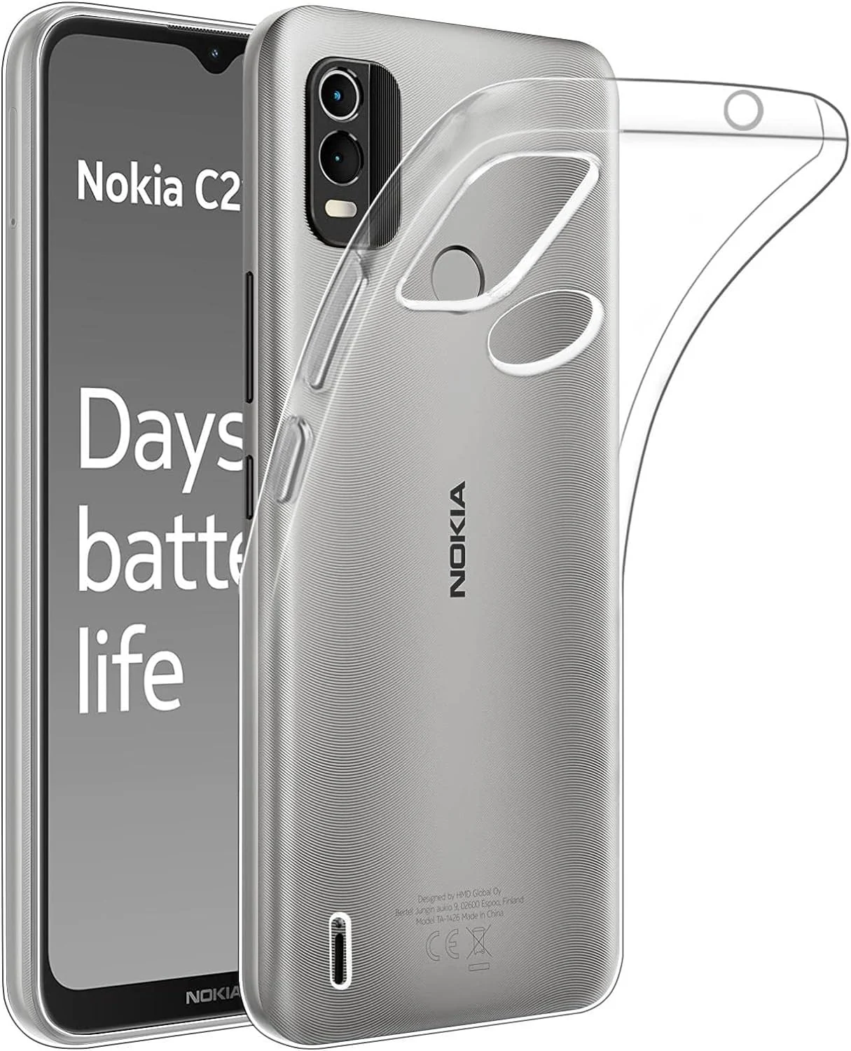 DL3 Mobilak Case Compatible with Nokia C21 Plus Case Crystal Soft TPU Gel Case Flexible Silicone Anti-Scratch Camera Protection TPU Cover - Clear