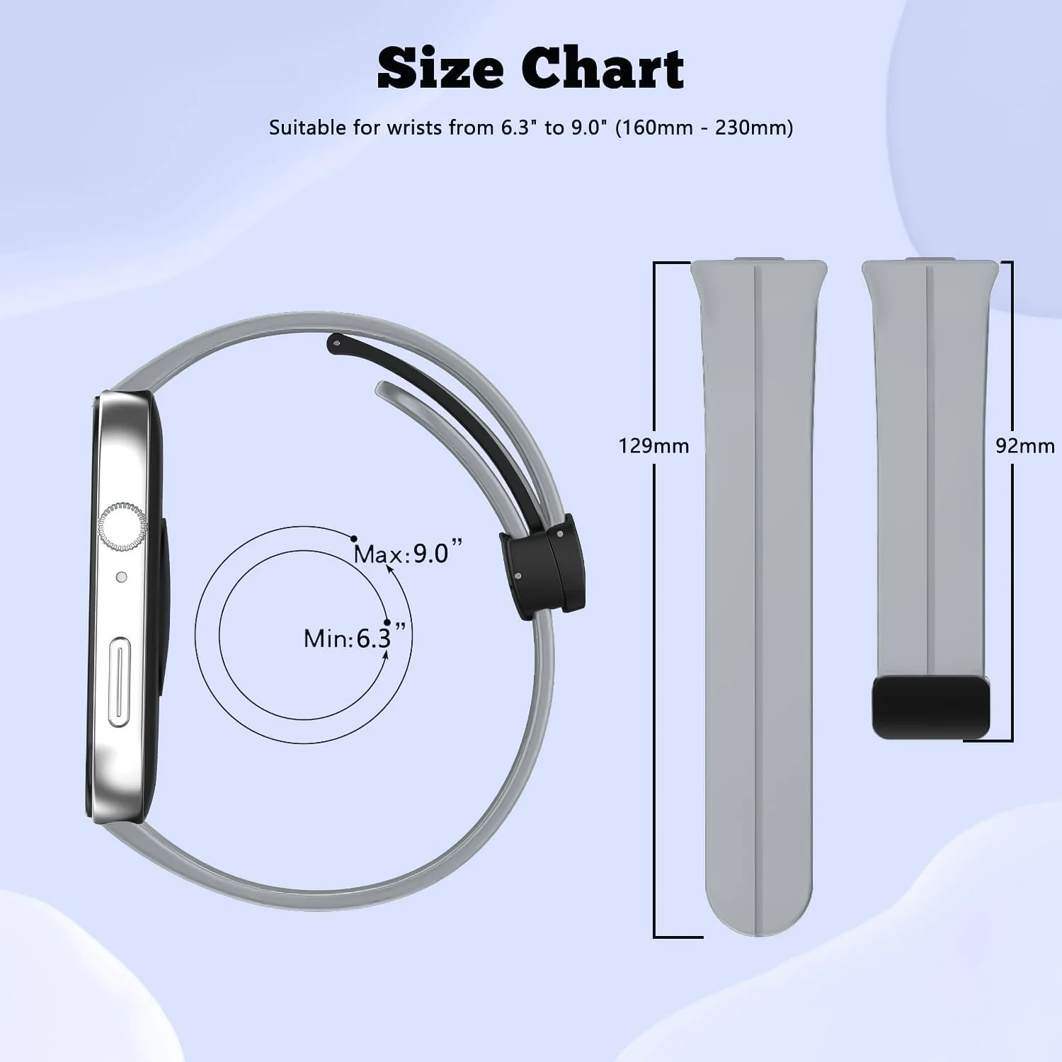 DL3 Mobilak Silicone Strap Compatible with Huawei Watch Fit 3/Watch Fit 4 Pro/Fit 4 Magnetic Metal Stainless Buckle Sport Silicone Strap, Band Quick Release Soft Replacment Wristband - Gray