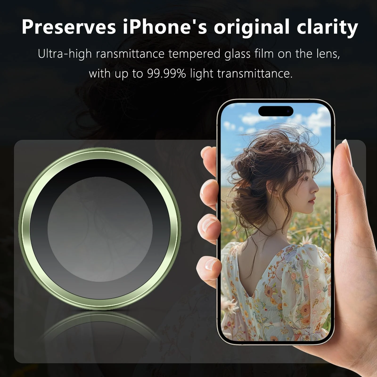 DL3 Mobilak Camera Lens Protector for iPhone 17 Accessories, 9H Tempered Glass Metal Individual Ring Camera Cover Screen Protector, Case Friendly, Anti Scratch - Sage