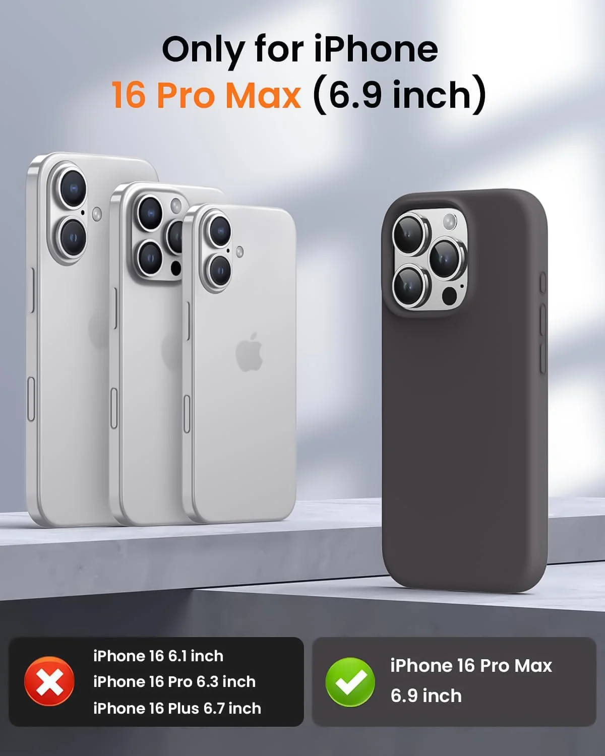 DL3 Mobilak Liquid Silicone Protective Case with Soft Microfiber Lining for iPhone 16 Pro Max - Dark Brown