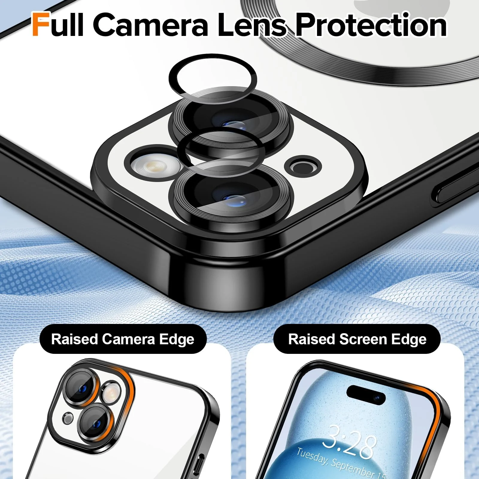 DL3 Mobilak Clear MagSafe-Compatible Magnetic Case for iPhone 13 (6.1 Inch) with Camera Protection - Black