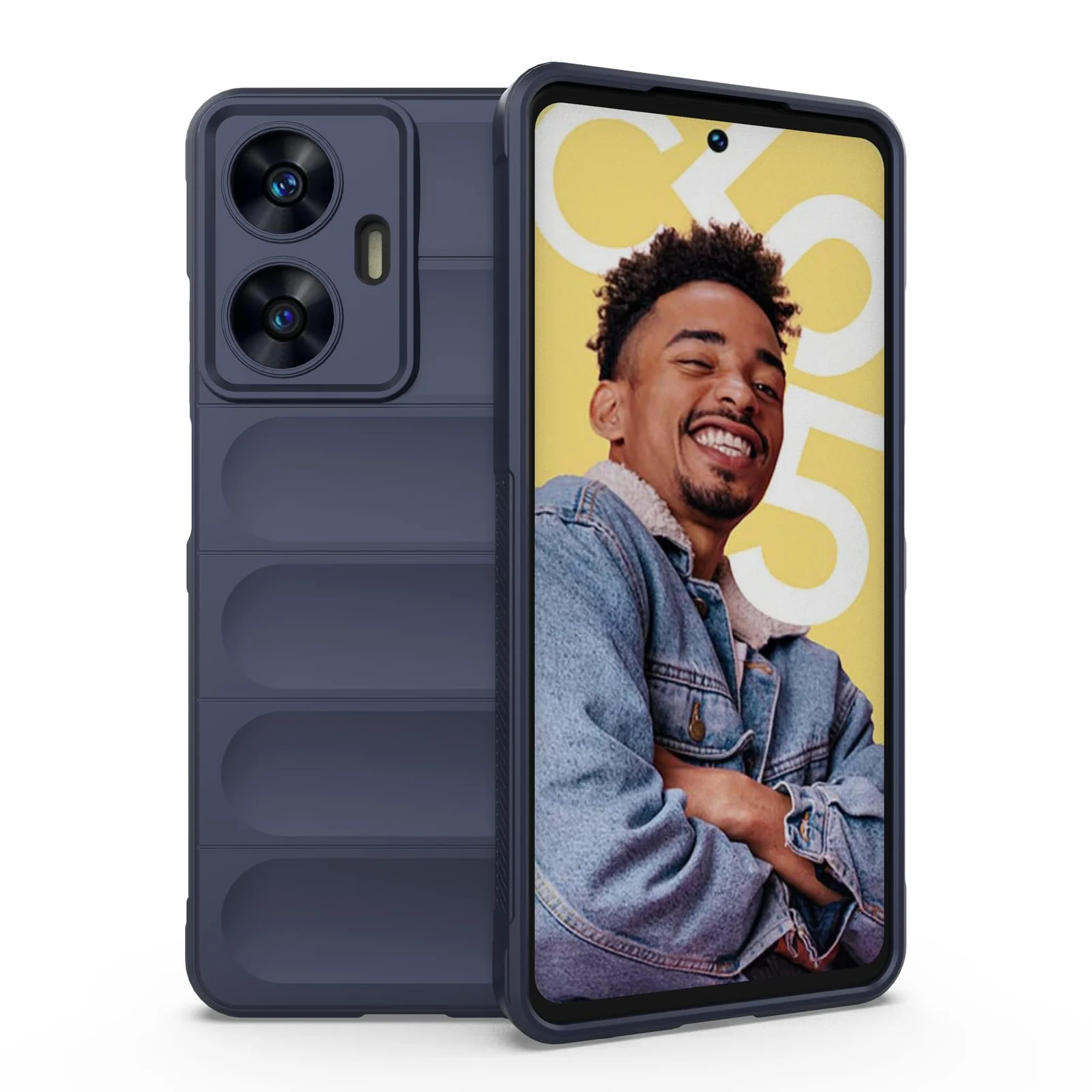 DL3 Mobilak Flexible Silicone and TPU Protective Case with Camera Protection for realme C55 / Narzo N55 - Blue