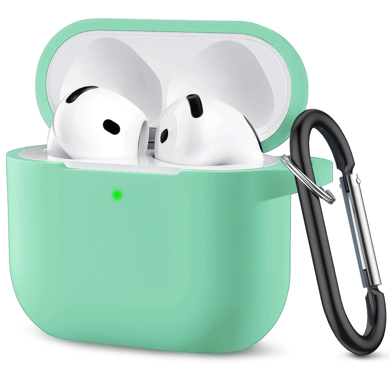 DL3 Mobilak Compatible with AirPods 4 Case (2024), Soft Silicone Full Protective Case Cover with Keychain, For Apple AirPods 4th Generation for Women Men - Mint Green