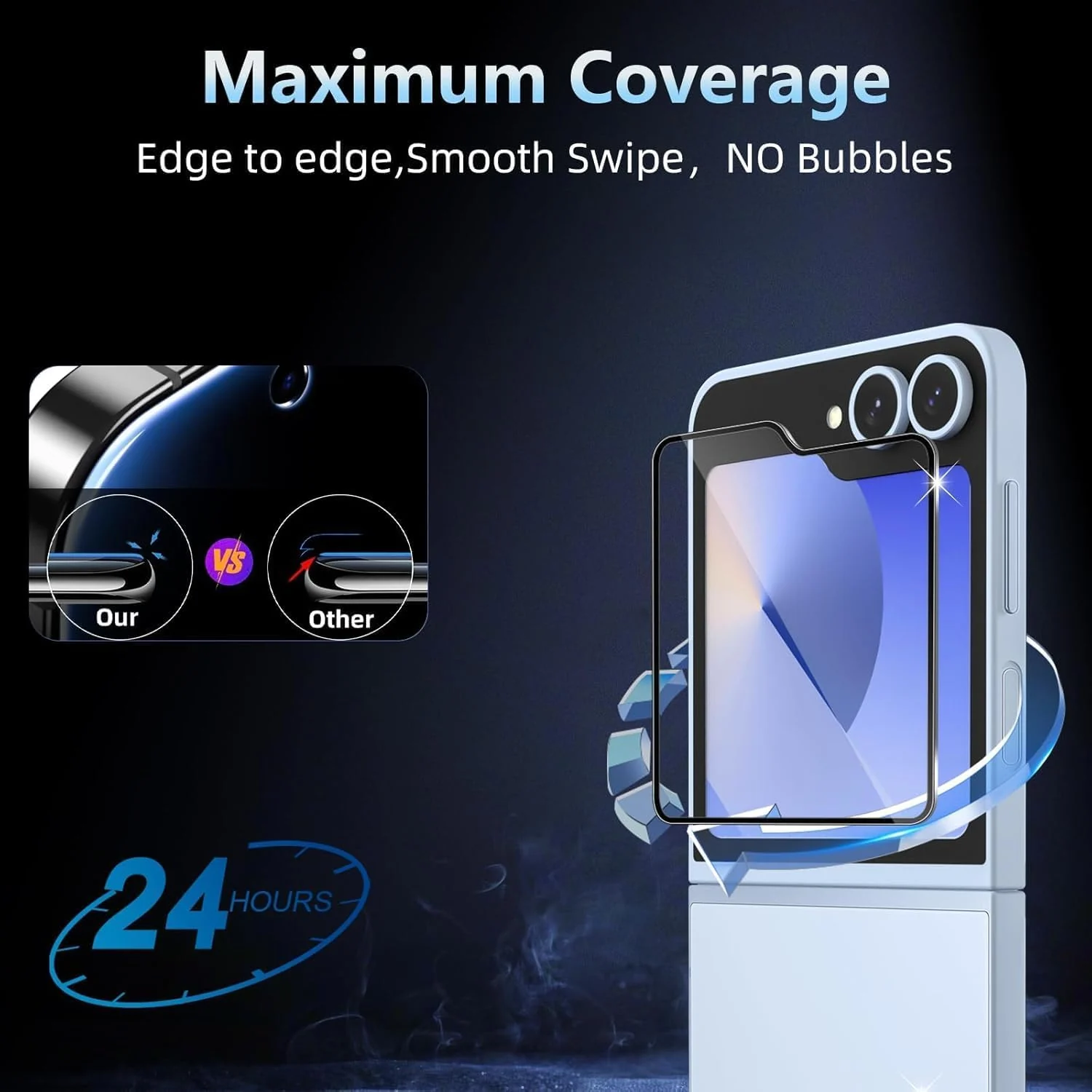DL3 Mobilak Screen Protector for Samsung Galaxy Z Flip 5 / Samsung Galaxy Z Flip 6, Tempered Glass Screen Saver Premium HD Protective, Scratch Resistant, NO-Bubble, 9H Hardness, Full Coverage Film - Clear