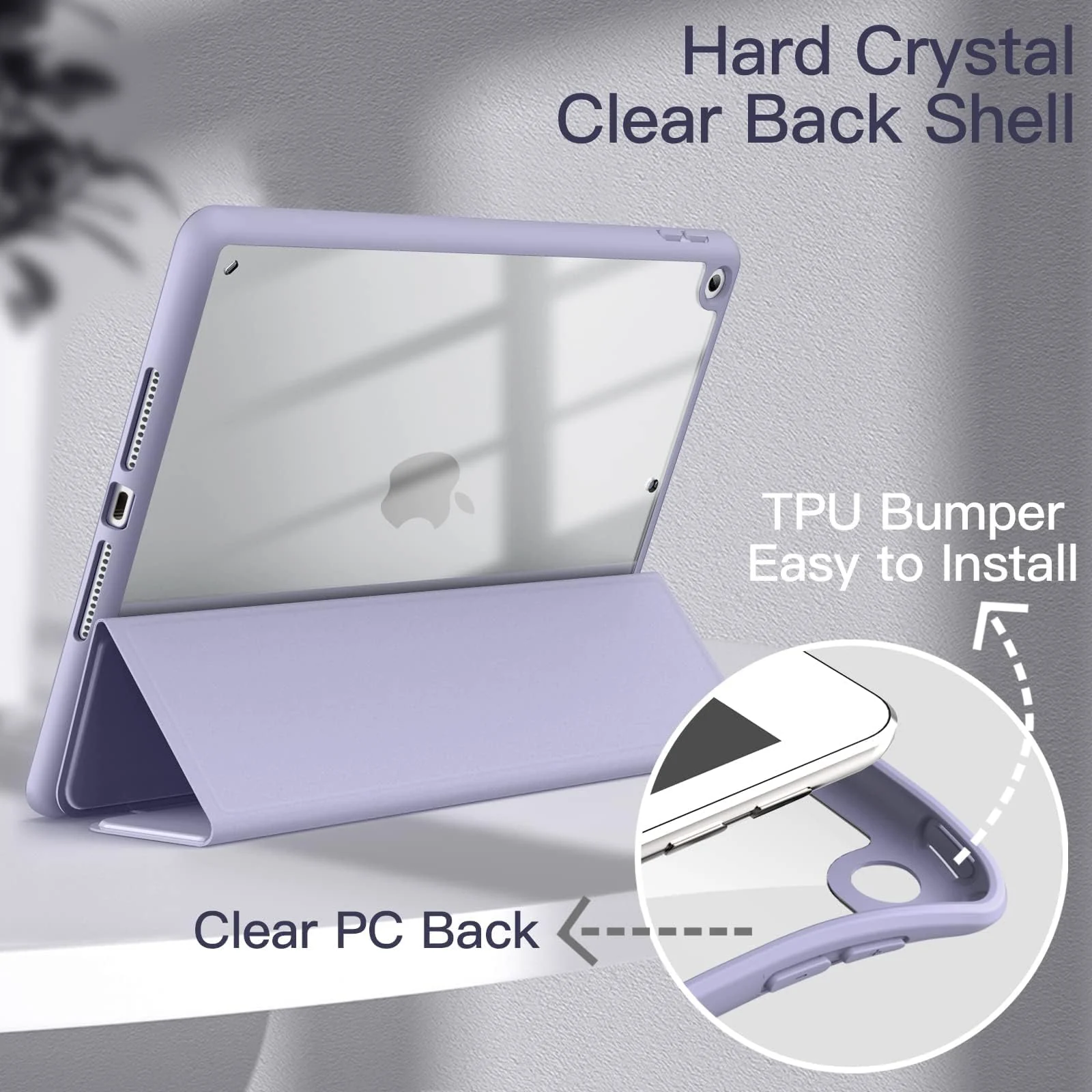 DL3 Mobilak Case for iPad 6th/5th Generation (9.7-inch, 2018/2017), iPad Pro 9.7 Inch Case 2016, iPad Air 2nd/1st, Clear Shockproof Back Cover Built-in Pencil Holder, Auto Sleep/Wake - Lavender