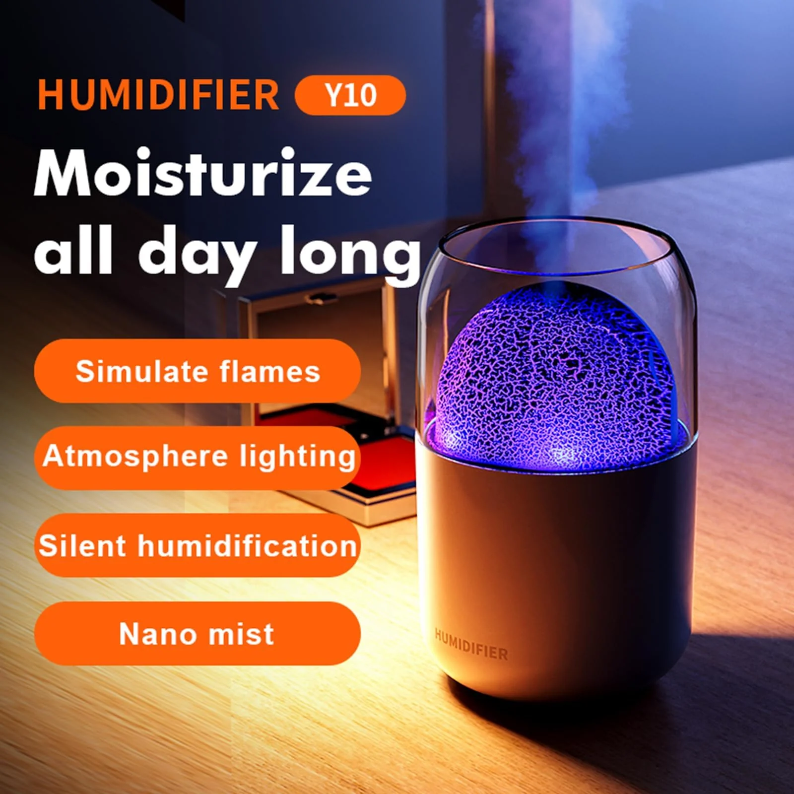 MOBIGON Volcano Mist 300 ml Aroma Diffuser and Humidifier, White - A-White