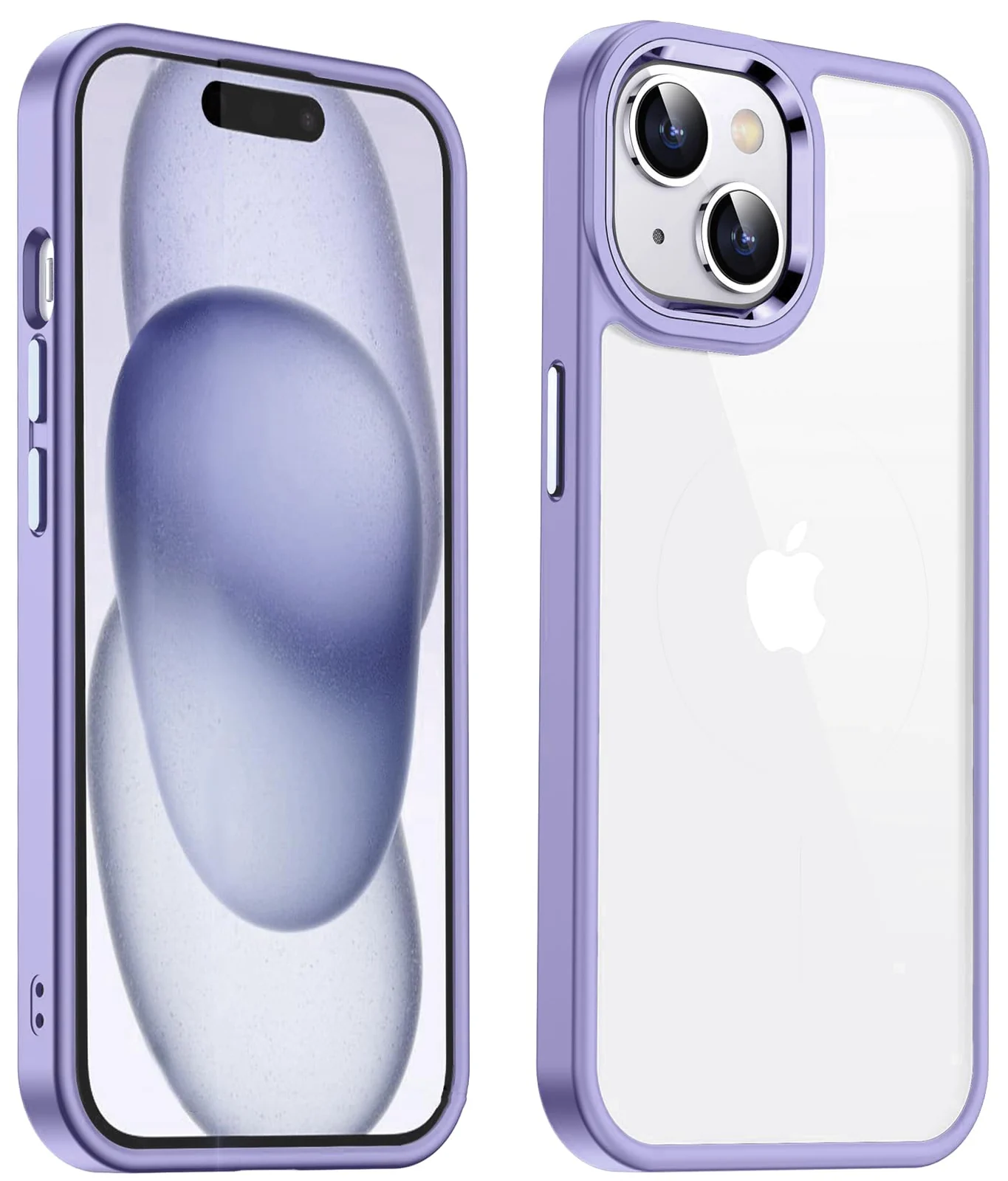 DL3 Mobilak Case Compatible With iPhone 13/iPhone 14 6.1-Inch, Clear Case Shockproof Hard PC +Soft Silicone [Not Yellowing] Transparent Protective Slim Case Phone - A. Purple