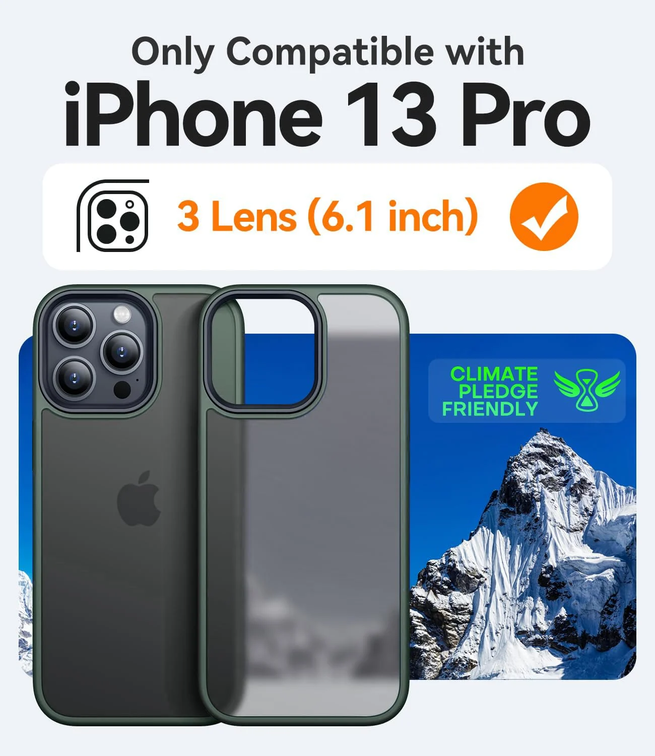 DL3 Mobilak Matte Protective Case for iPhone 13 Pro / iPhone 14 with Camera Protection and Shockproof Design - Army Green