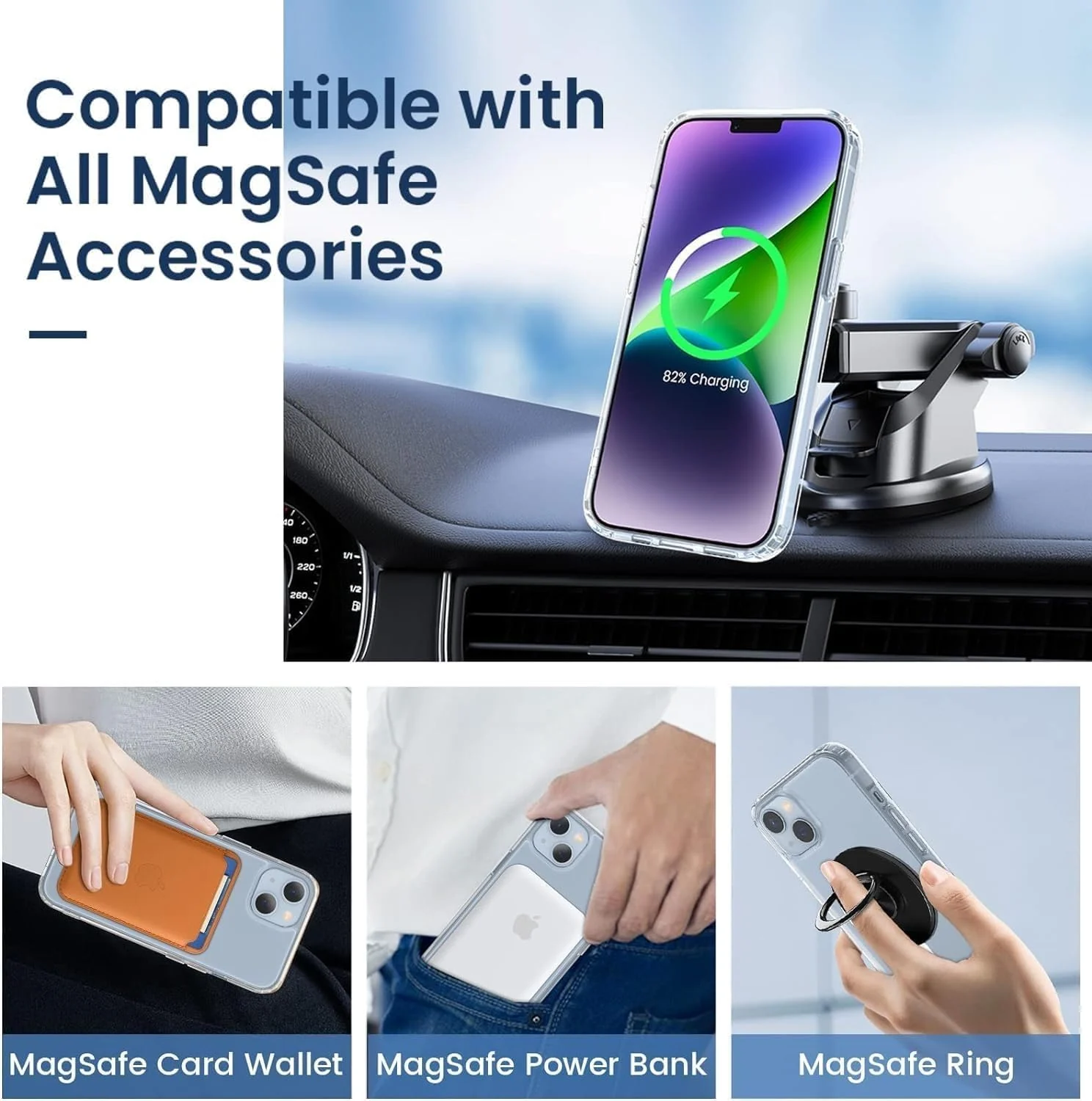 DL3 Mobilak for iPhone 15+ Plus/iPhone 14 Plus 6.7-Inch Case [Compatible with MagSafe] [Strong Magnet] [Military Grade Protection] Magnetic Slim Thin Bumper Phone Cover - Clear