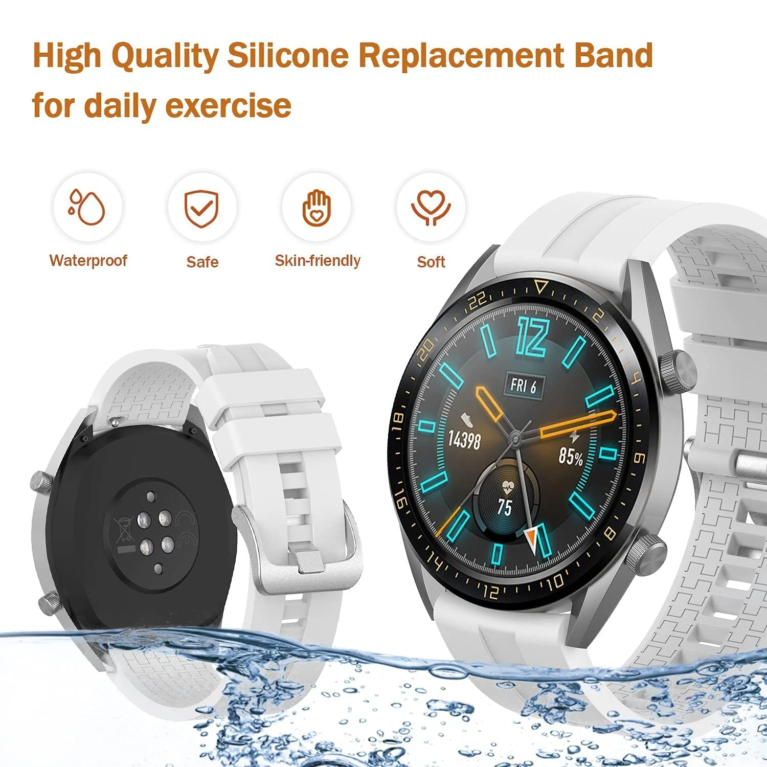 DL3 Mobilak Silicone Band 20MM For Samsung Gear Sport/Watch 6/5/4 40mm 44mm/Watch 6 Classic 43mm 47mm/ 5 Pro 45mm/S2 classic/Active 2 40mm 44mm/Amazfit GTS/2/2e/GTS3/3 Pro/GTS4/2 Mini - White