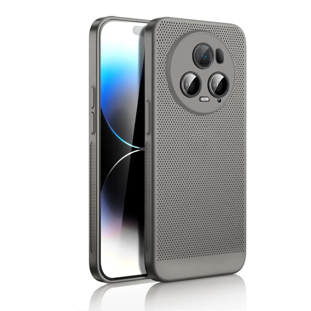 Dl3 Mobilak Case For HONOR Magic 5 Pro Heat Dissipation Case with Built-in Camera Lens Protector Slim Fit Breathable Cooling Anti-Fingerprint Hard PC Back Shockproof Cover (Gray)