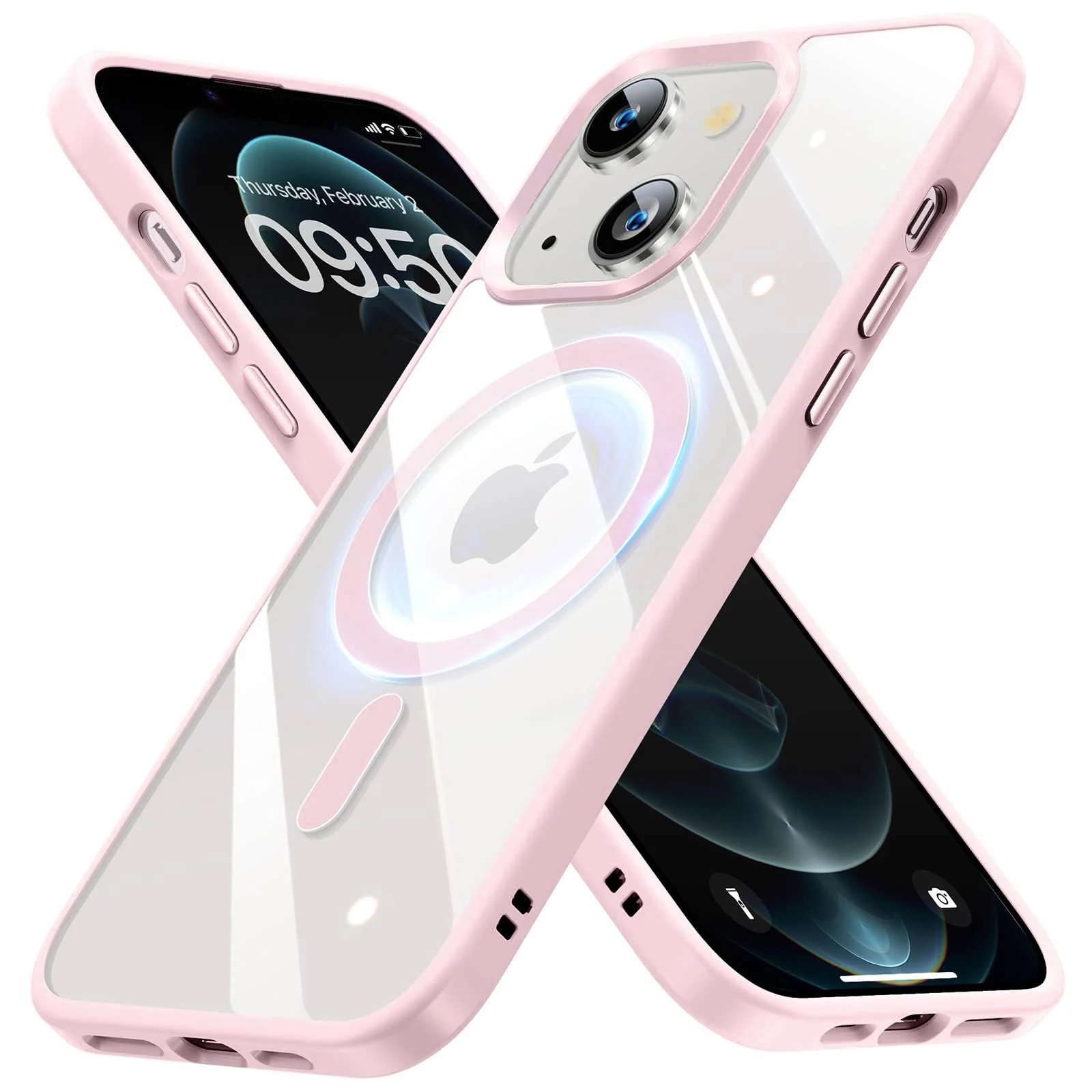 DL3 Mobilak Clear MagSafe-Compatible TPU Case for iPhone 13, iPhone 14 - Pink
