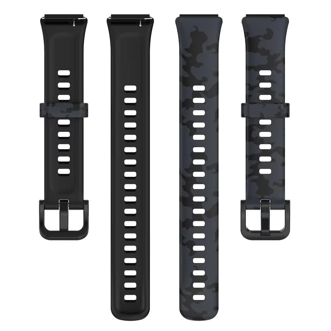 DL3 Mobilak Silicone Strap for Huawei Watch Fit, Soft Band Ultra-Light Waterproof Durable Adjustable Replacement Wristband - Camouflage Grey