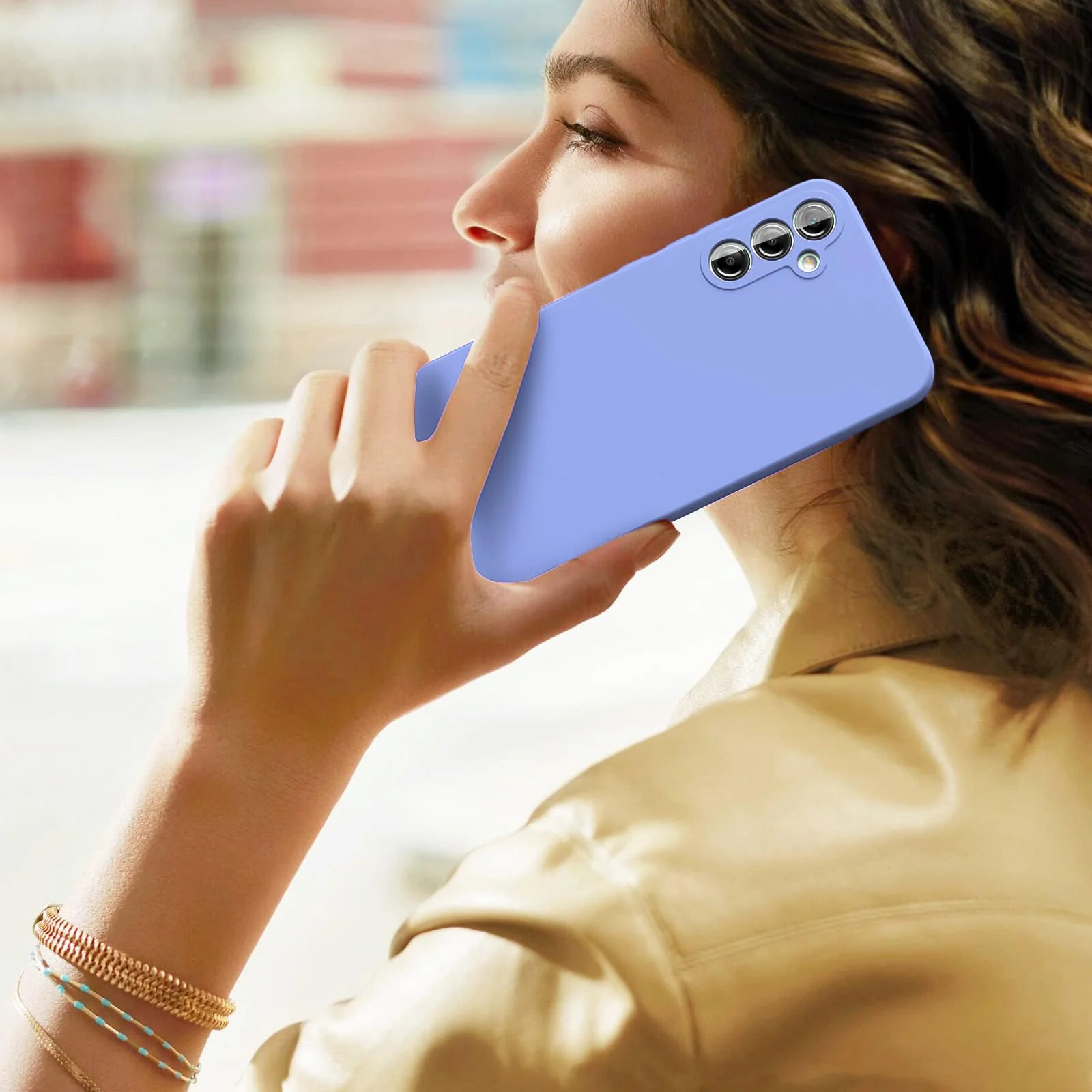 DL3 Mobilak Soft Silicone Protective Case for Samsung Galaxy A24 4G with Microfiber Lining and Shockproof Design - Baby Blue
