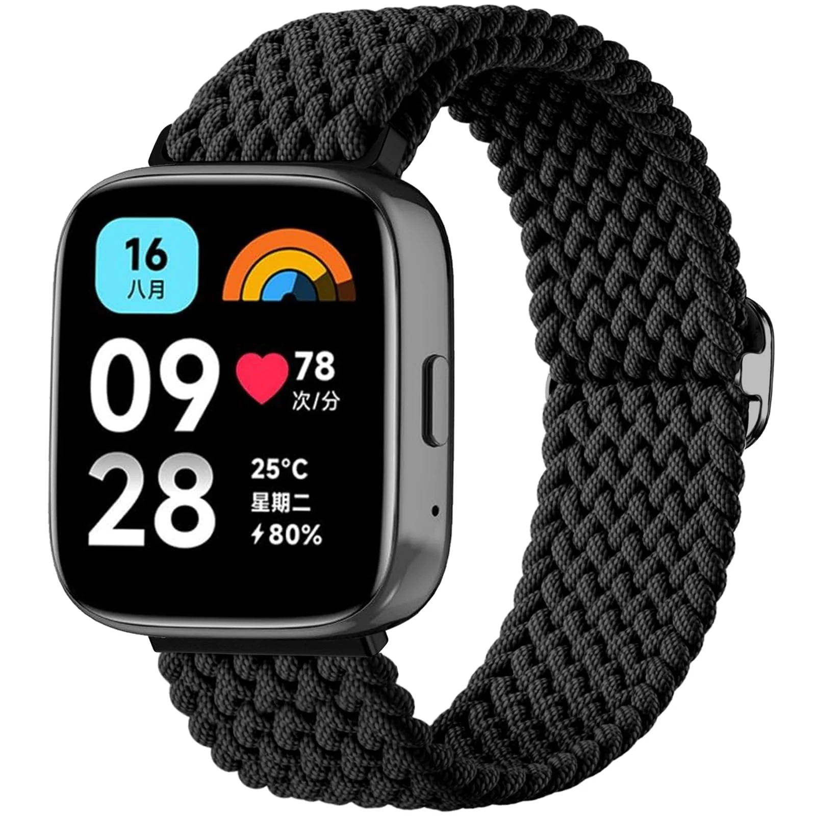 DL3 MOBILAK Soft Elastic Nylon Watch Strap for Xiaomi Redmi Watch 3 Lite and 3 Active - Black