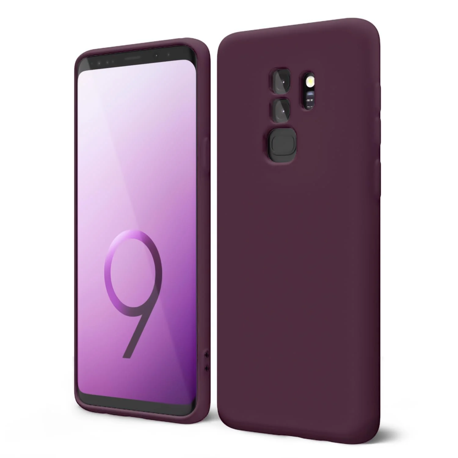 DL3 Mobilak Liquid Silicone Protective Case with Soft Microfiber Lining with Full Camera Protection for Samsung Galaxy S9 Plus - Wine Red
