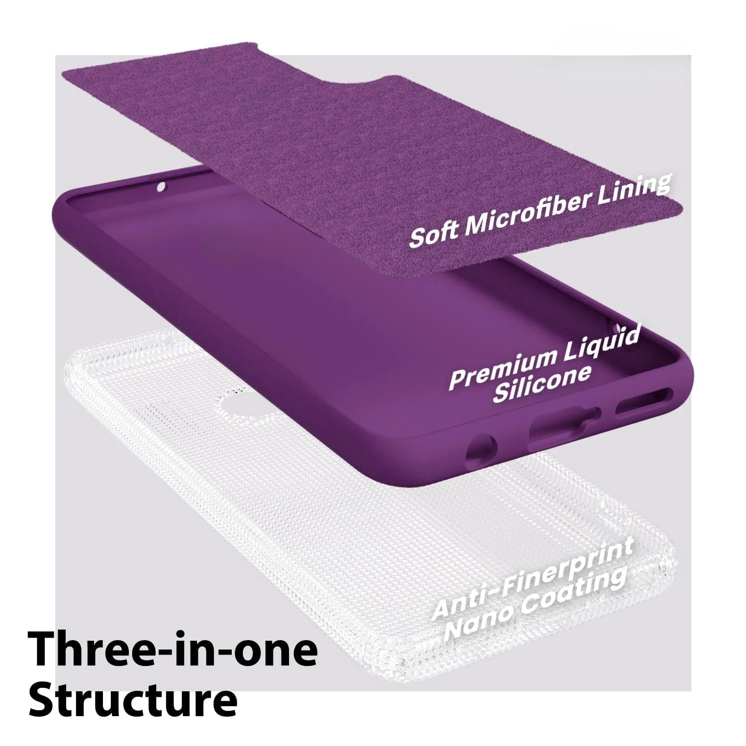 DL3 Mobilak Liquid Silicone Protective Case for Xiaomi Mi 9 Lite with Microfiber Lining and Shockproof Design - Violet