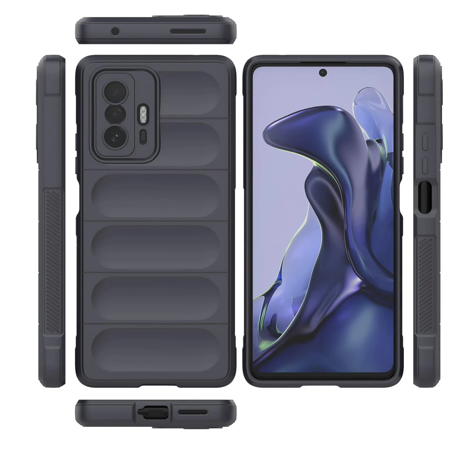 DL3 Mobilak Silicone Case for Xiaomi 11T/Xiaomi 11T Pro 5G Heavy Duty Protective [Slim Fit] Shockproof Soft Protective Design Shock-Absorption TPU Cover With Camera Protection - Dark Gray