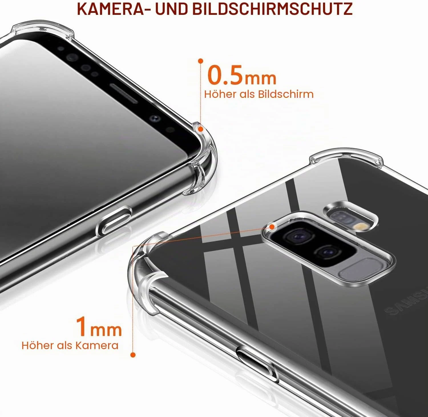 DL3 MOBILAK Anti-Shock Transparent TPU Phone Case for Samsung Galaxy S9 Plus, Clear