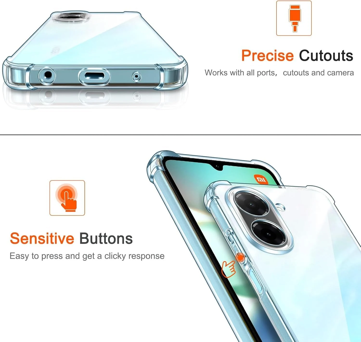 DL3 Mobilak Case Compatible with Xiaomi Redmi A5 4G, Cover Silicone Transparent TPU Gorilla Anti-shock Protector Camera Shockproof Corners - Clear