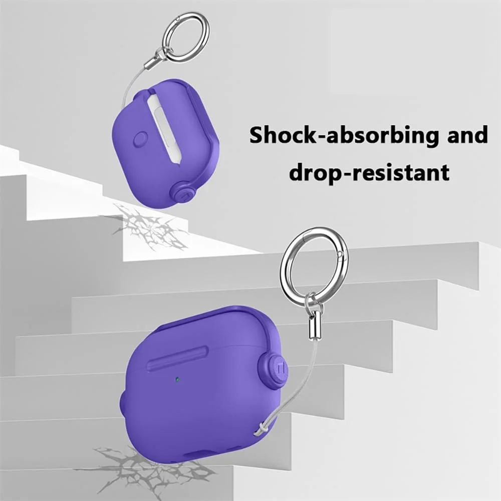DL3 Mobilak Case for AirPods Pro 2 Protective [With Closure Lid] [Front LED Visible] [With Wrist Strap] Skin Case Compatible with 2022 AirPods Pro 2nd Generation - Violt