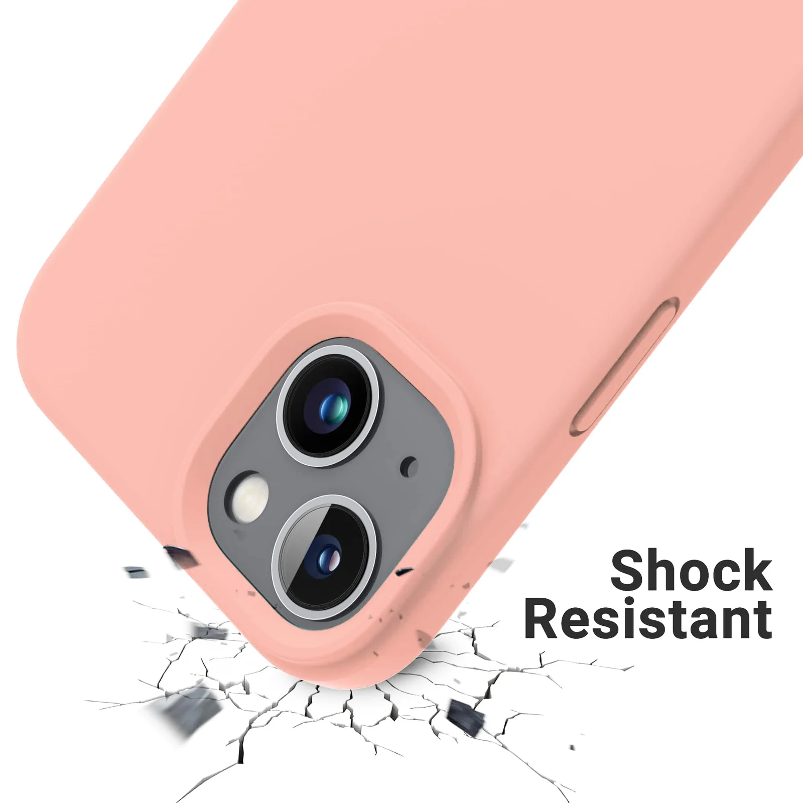 DL3 Mobilak Liquid Silicone Protective Case for iPhone 14 (6.1 Inch) with Camera Protection and Microfiber Lining - Pine Pink