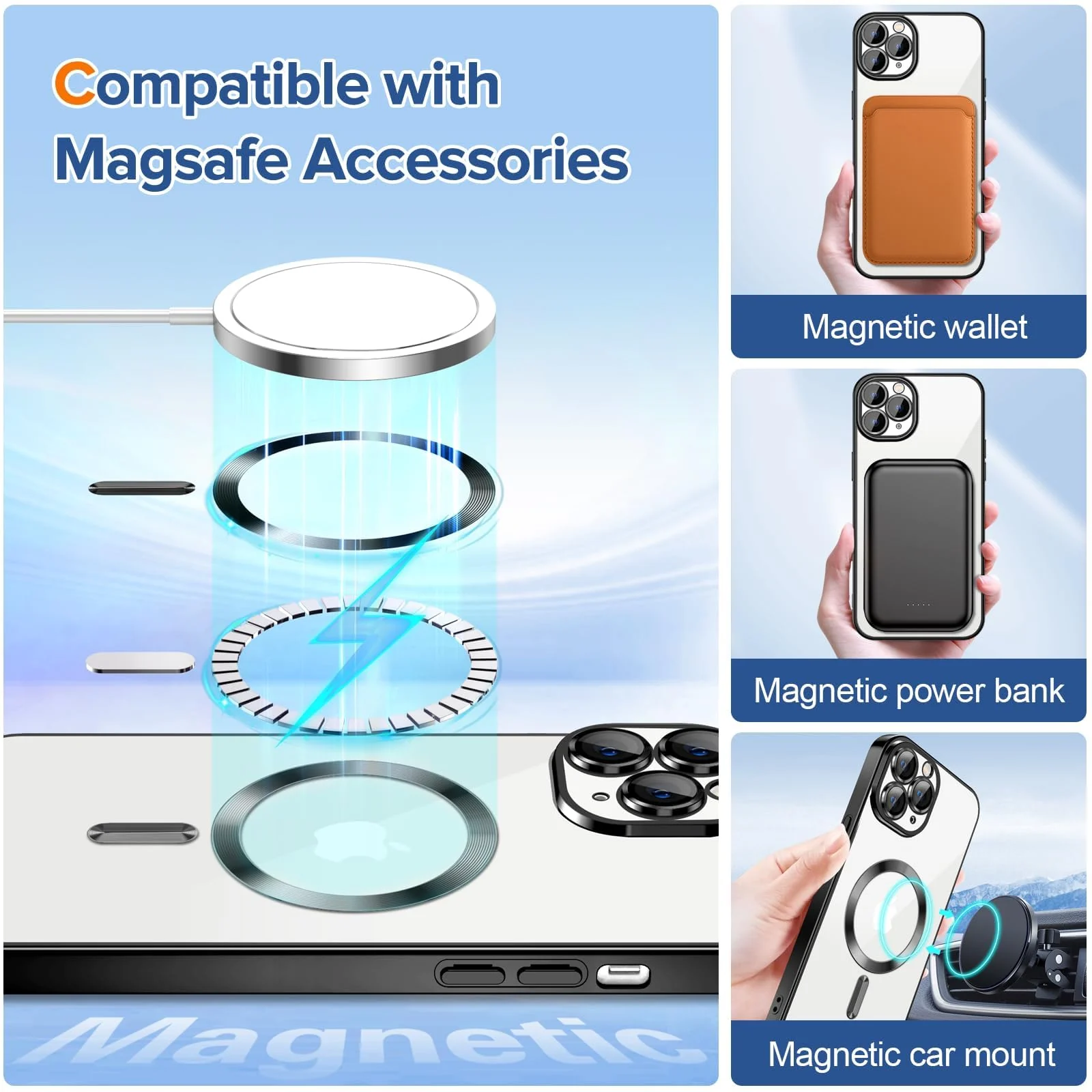 DL3 Mobilak Plated-Edge Protective Case for iPhone 11 Pro 5.8-Inch, Compatible with MagSafe accessories, Supports wireless charging, Shock-absorbing protection - Black