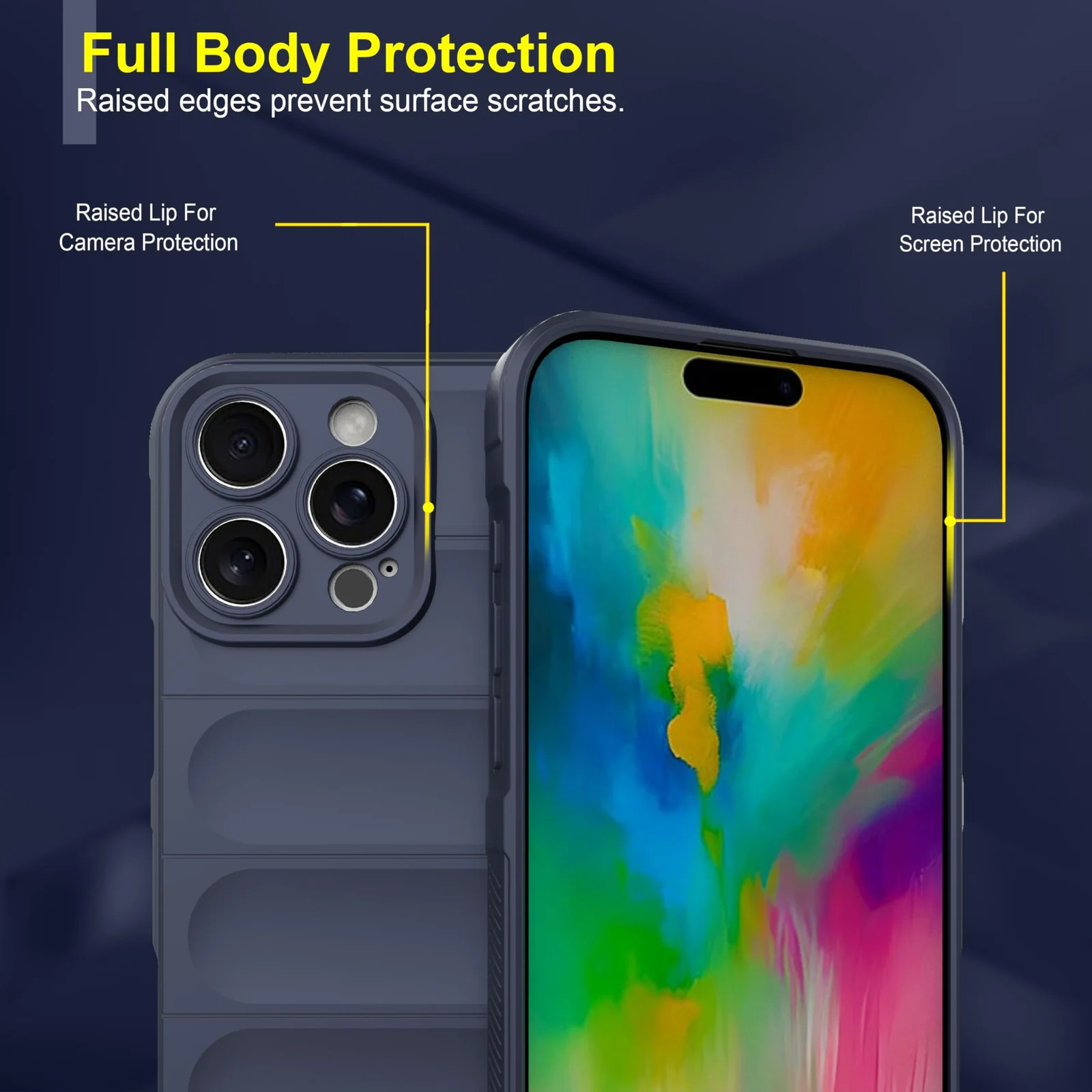 DL3 Mobilak Silicone Case for iPhone 16 Pro 6.3-Inch Heavy Duty Protective [Slim Fit] Shockproof Soft Flexible Protective Design Shock-Absorption TPU Cover With Camera Protection - Blue