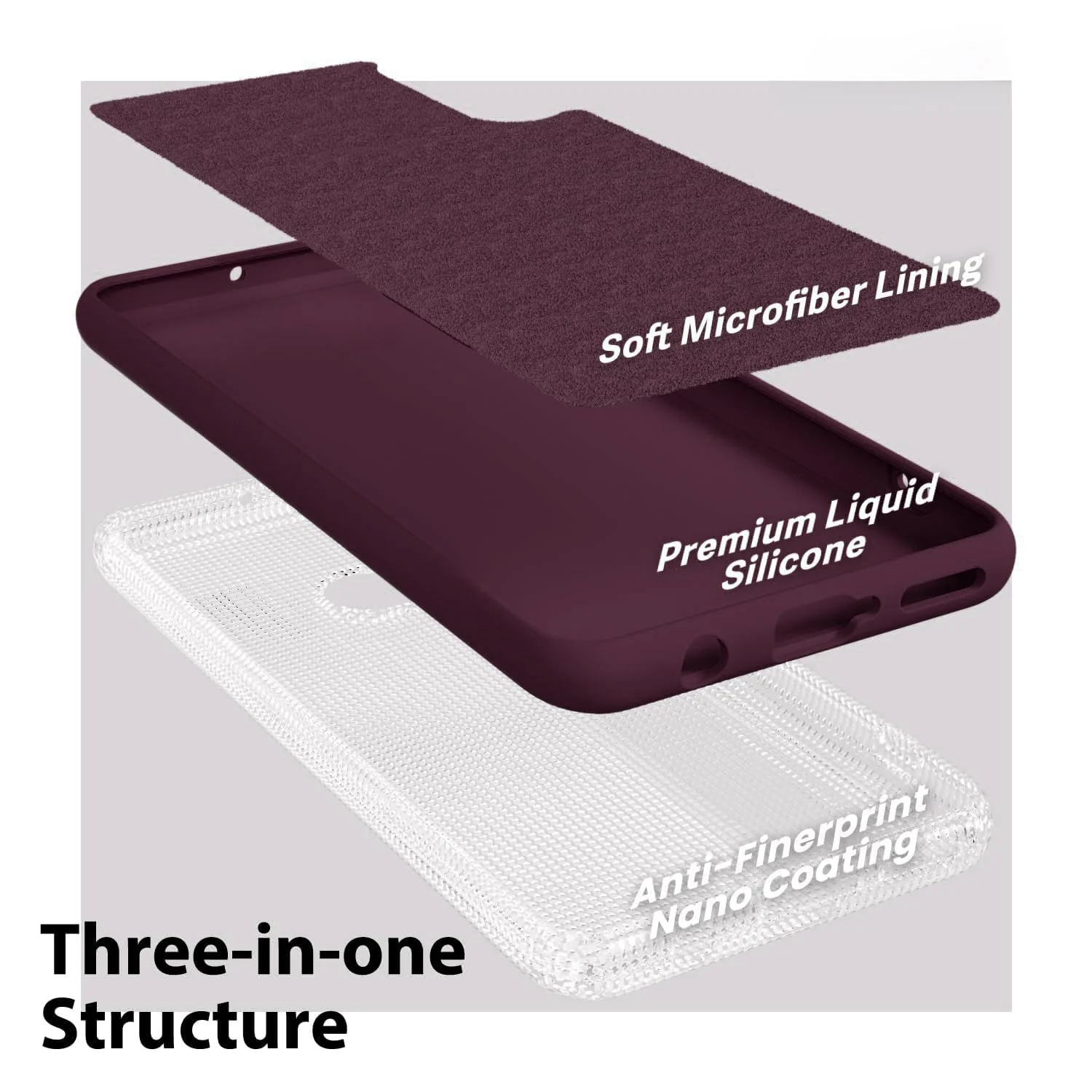 DL3 Mobilak Liquid Silicone Case for Xiaomi Mi 9 Lite, Shock-absorbing protection, Scratch-resistant surface, Soft microfiber lining - Wine Red