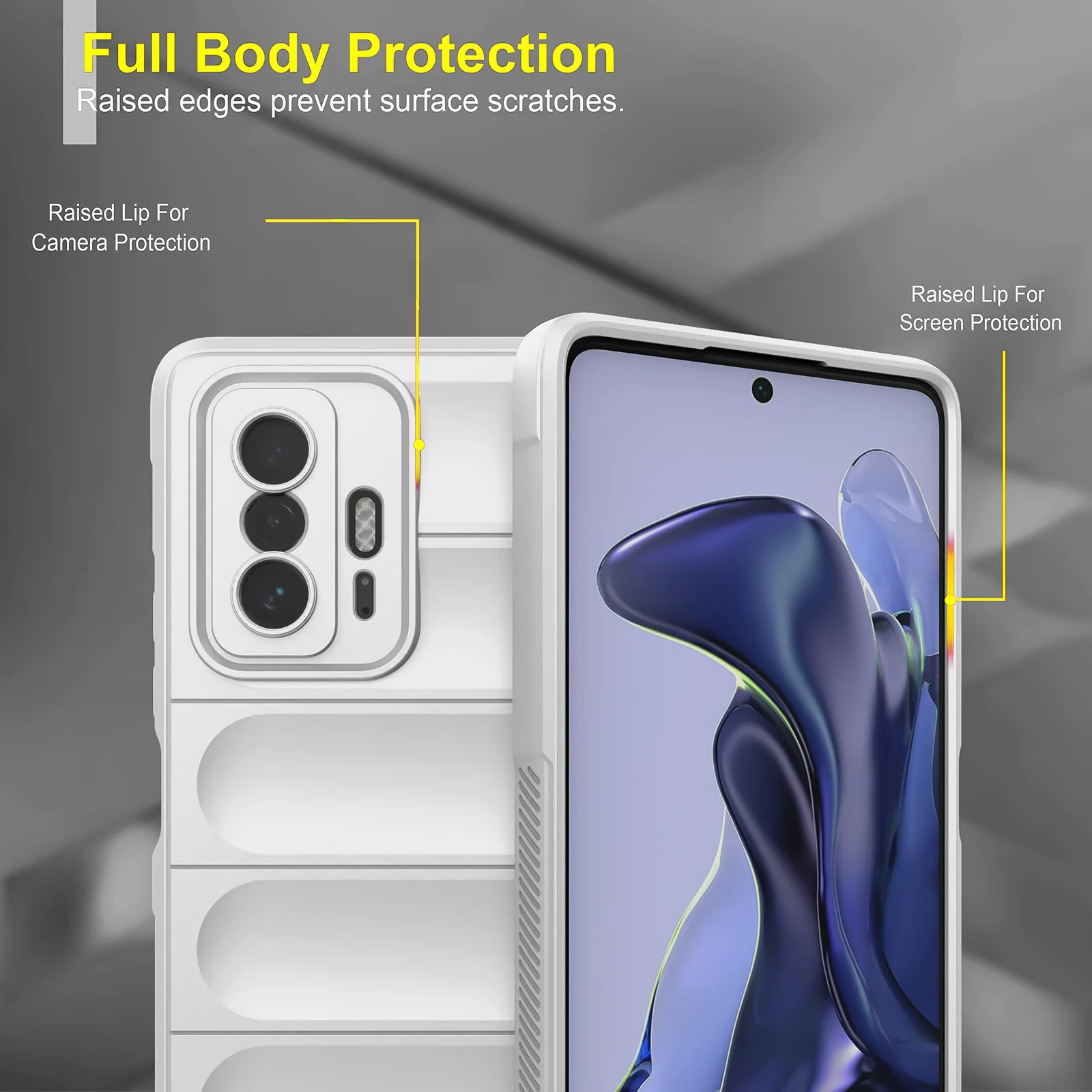 DL3 Mobilak Silicone Case for Xiaomi 11T 5G / Xiaomi 11T Pro 5G Heavy Duty Protective [Slim Fit] Shockproof Soft Flexible Protective Design Shock-TPU Cover With Camera Protection - White