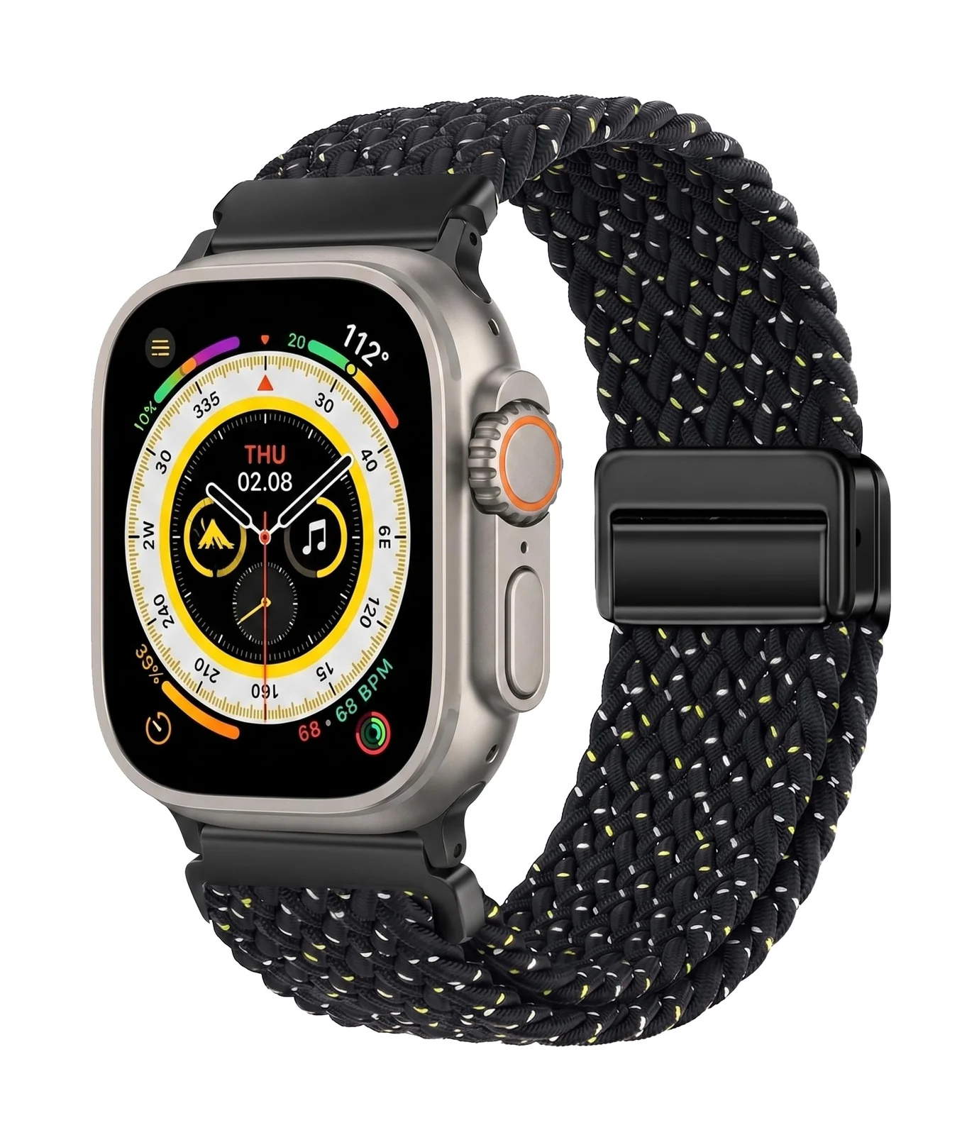 DL3 Mobilak Sport Solo Loop Compatible with Apple Watch Band 42mm 44mm 45mm 46mm 49mm for Women Men, Magnetic Strap Stretchy Braided Wristband for iWatch Series 11 10 9 8 7 6 5 4 3 Ultra 3 2 1 SE SE2 - Starry Black