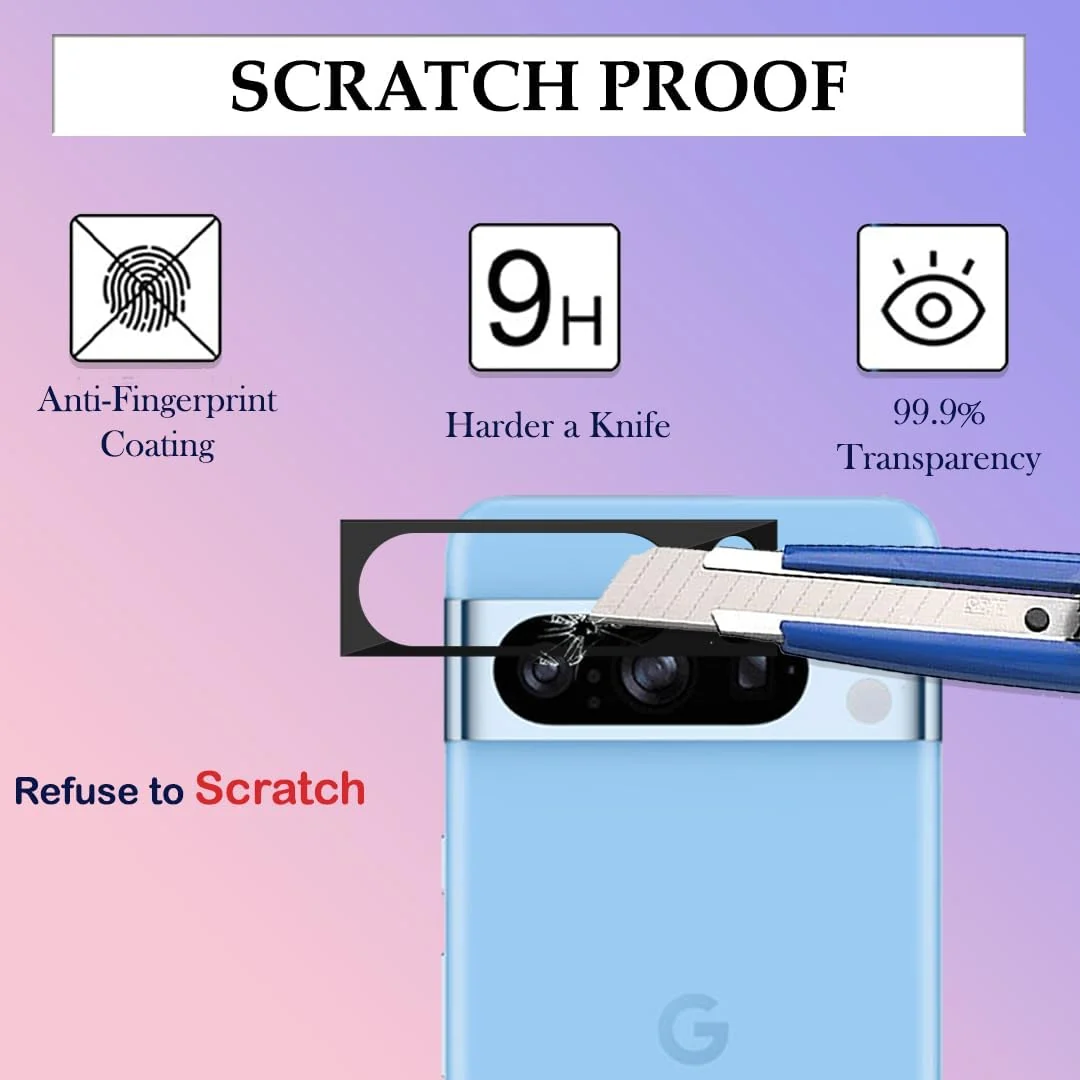 DL3 Mobilak Google Pixel 8 Pro Camera Lens Protector Tempered Glass Screen Protector HD [Full Coverage][Anti-Scratch] Drop Protection Ultra Clear/Thin Lens Protector Case - Black