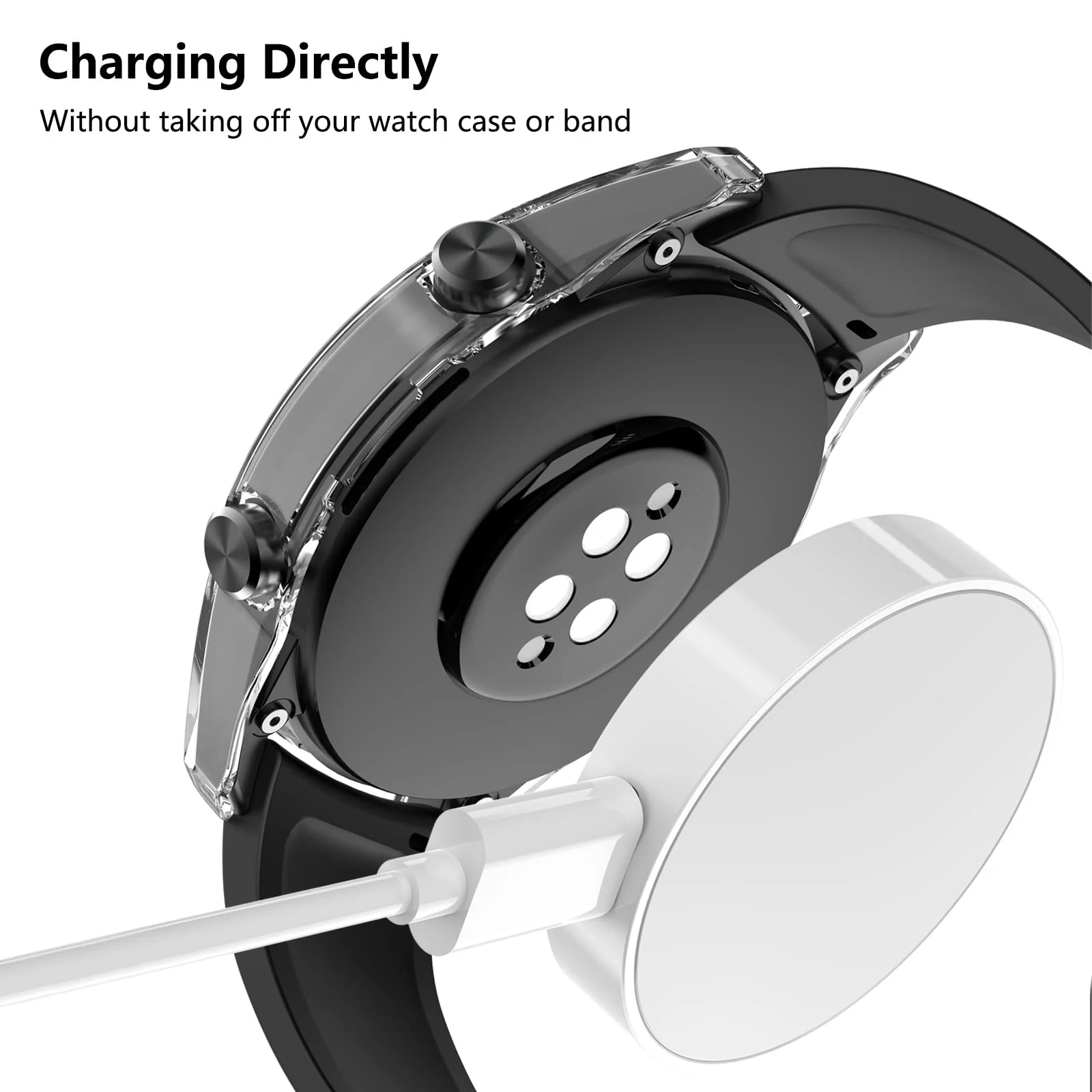 DL3 Mobilak Case Compatible with Huawei Watch GT2 46mm PC Cover with Bezel Tempered Glass Protection, Ultra Thin Full Protection for Huawei Watch GT 2 46 mm Protective Case - Clear