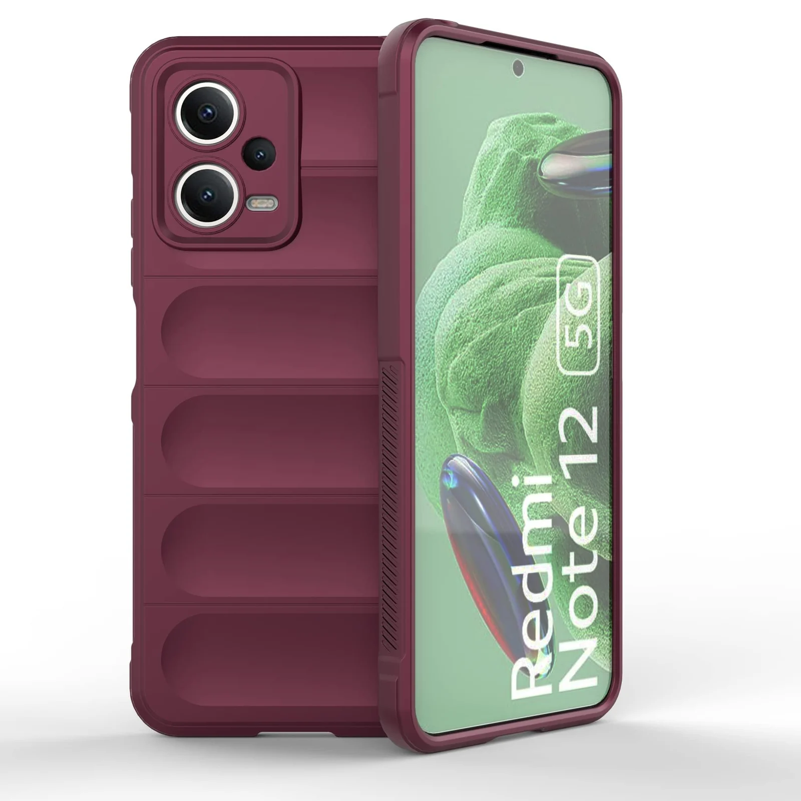DL3 Mobilak Silicone Case for Xiaomi Redmi Note 12 5G / Poco X5 5G Heavy Duty Protective [Slim Fit] Shockproof Soft Flexible Protective Design TPU Cover With Camera Protection - Wine Red