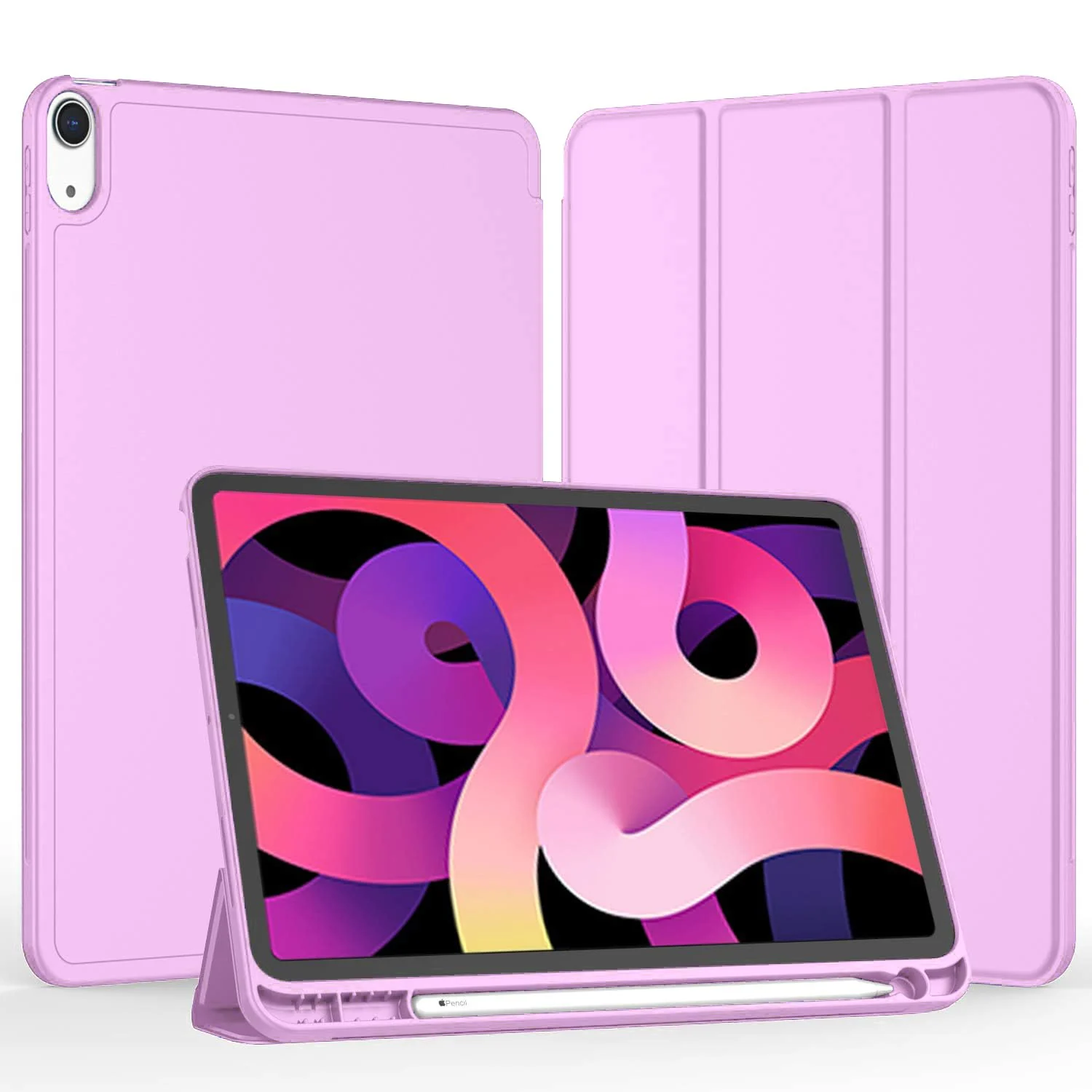 DL3 Mobilak Smart Case For iPad Pro 11 Inch 2018 (1st Generation 2018 Model Year) with Pencil Holder, Soft TPU Smart Stand Back Cover Auto Wake/Sleep Feature - Pastel Violet