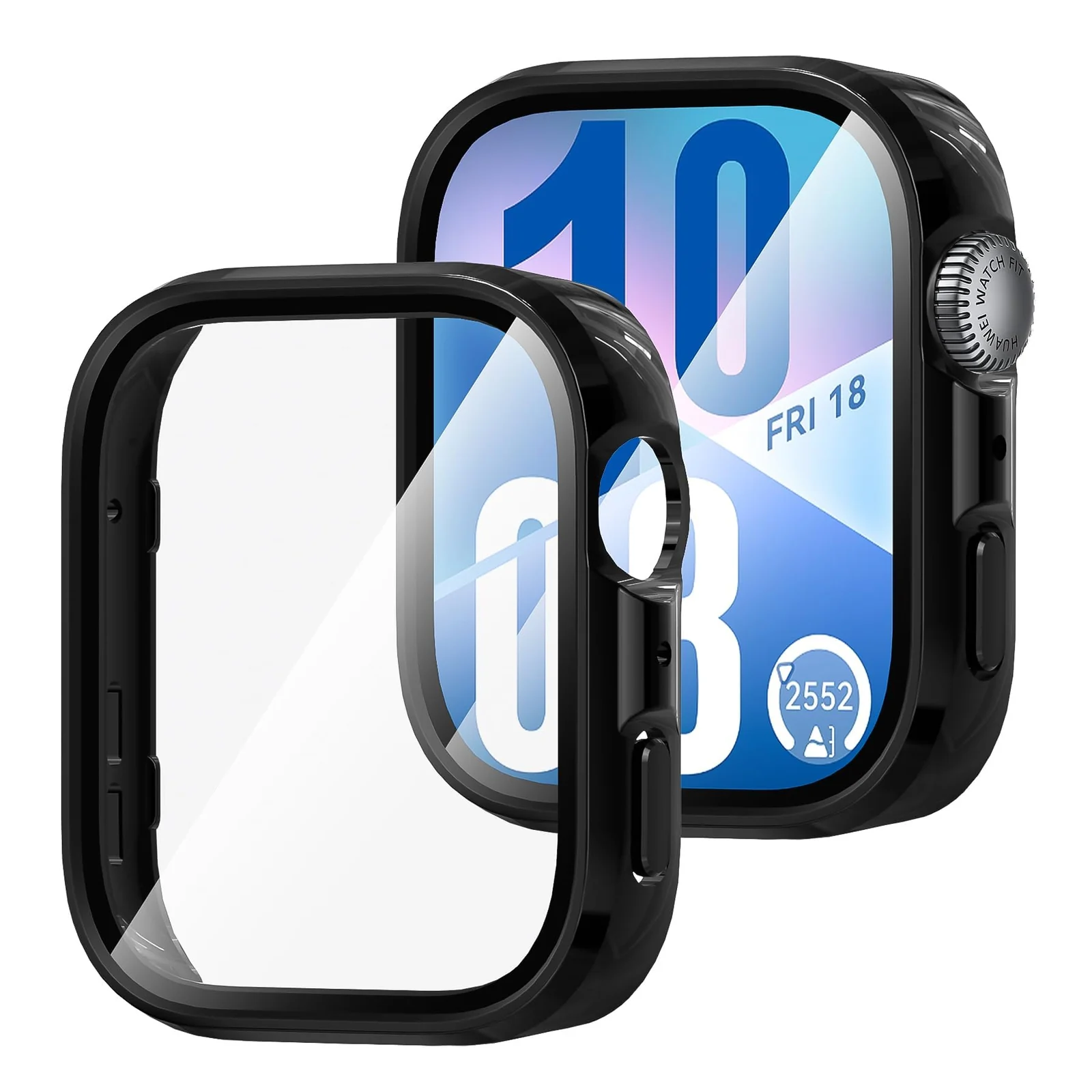 DL3 Mobilak Case Compatible with Huawei Watch Fit 4, Full Coverage Slim Hard Case Protective Bumper Built-in Tempered Glass Screen Protector Shell for Huawei Watch Fit 4